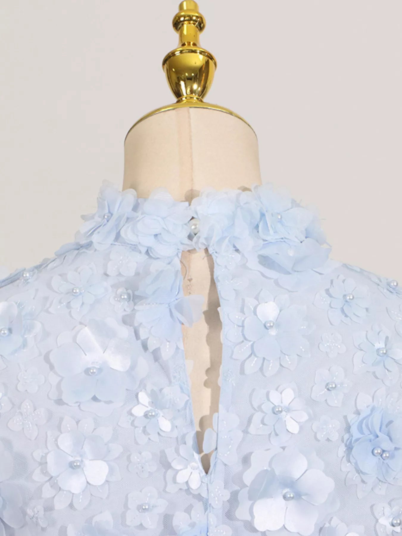 Floral Applique High Neck Sleeveless Mini Dress - SuzRevera