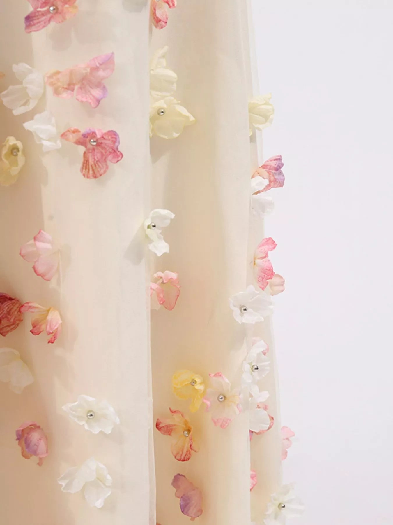 Floral Applique Strapless Tulle Maxi Dress - SuzRevera