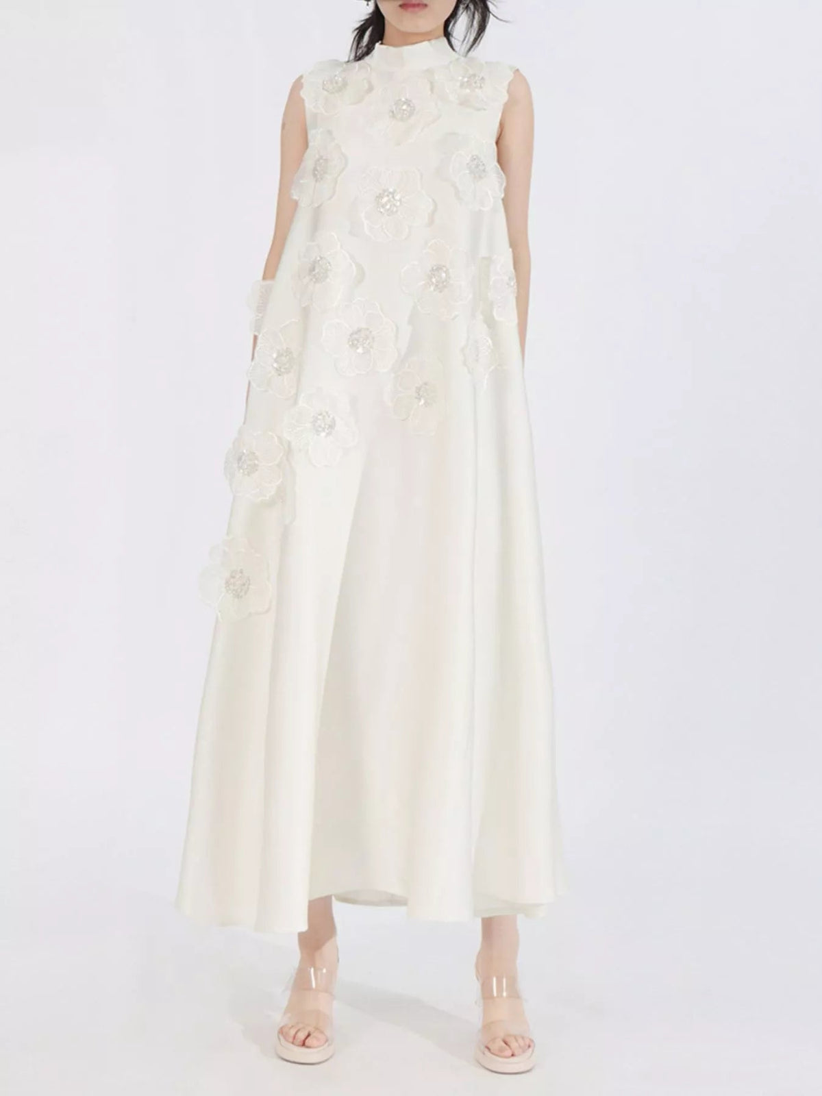 Floral Embellished Sleeveless Maxi Dress - SuzRevera
