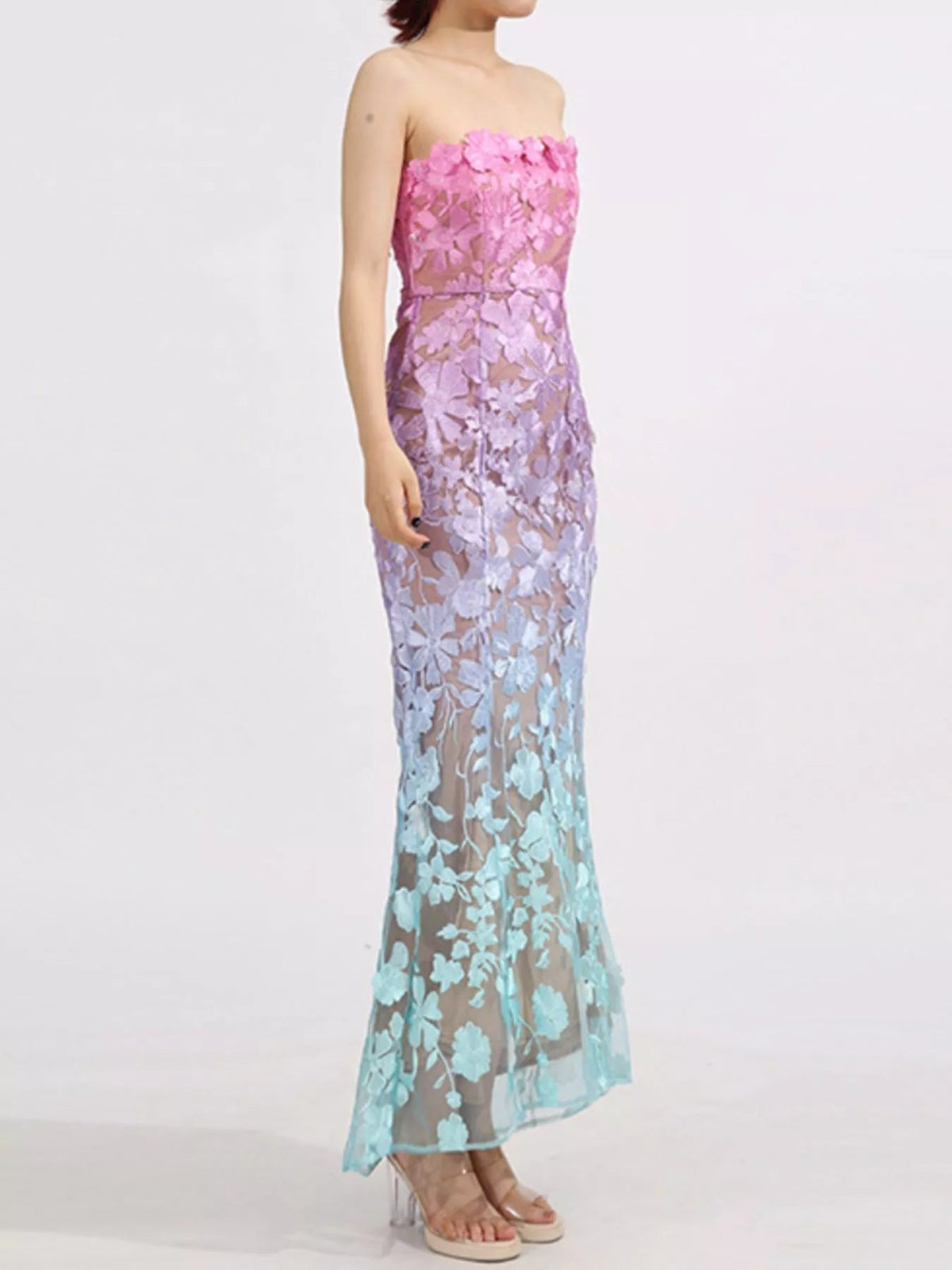 Floral Embroidered Tube Maxi Dress - SuzRevera