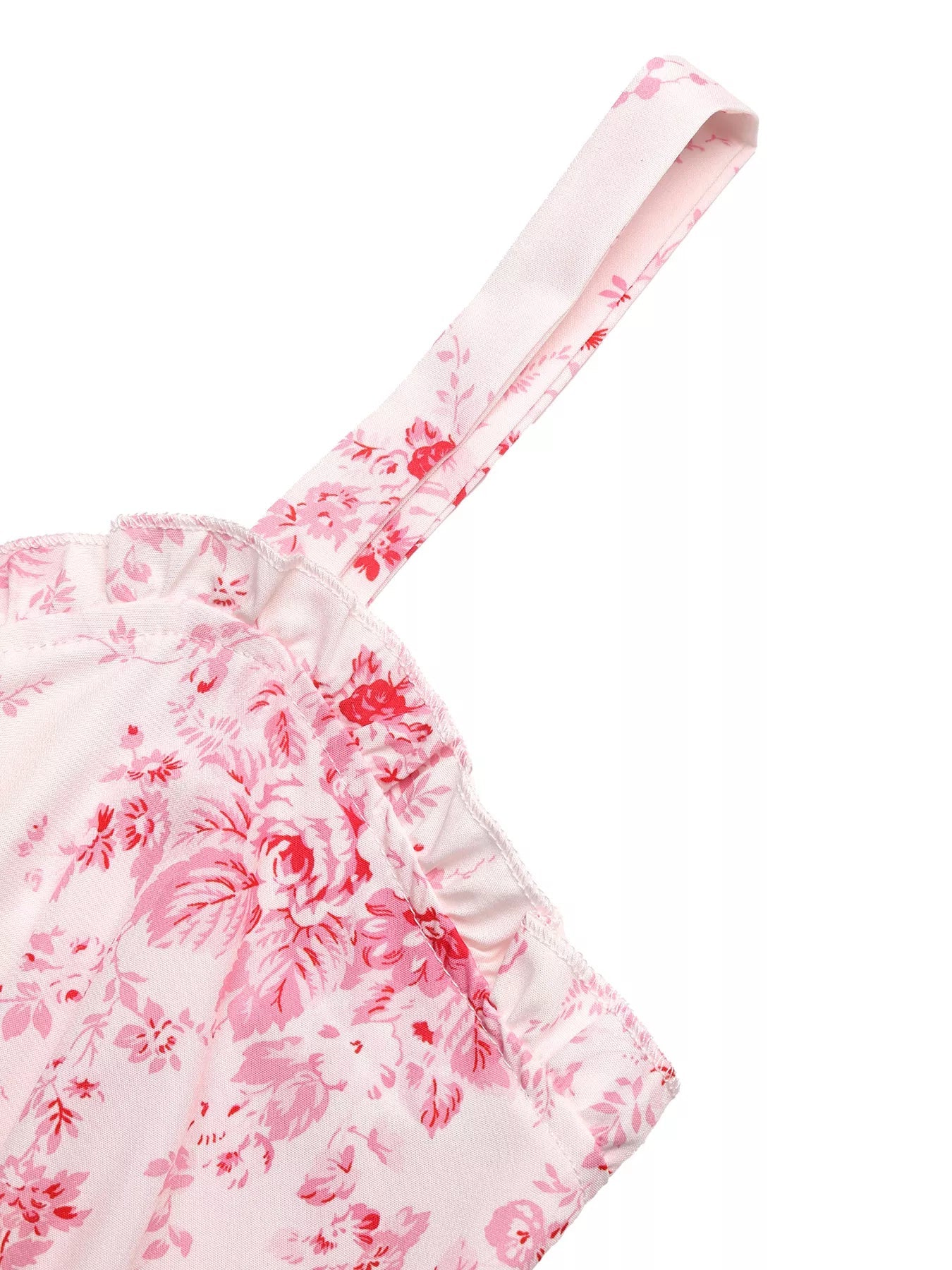 Floral Print Frill Trim Cami Dress - SuzRevera