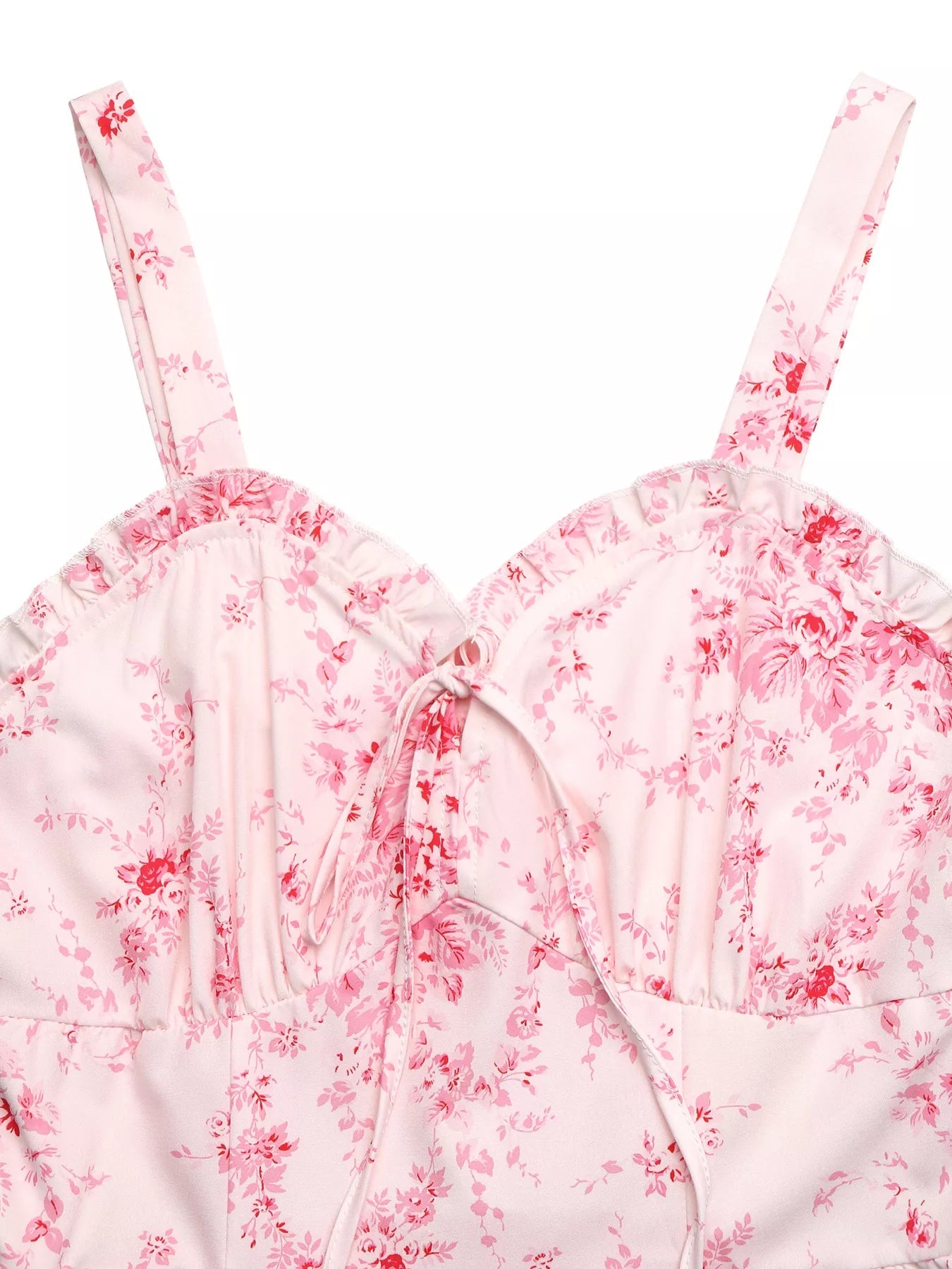 Floral Print Frill Trim Cami Dress - SuzRevera