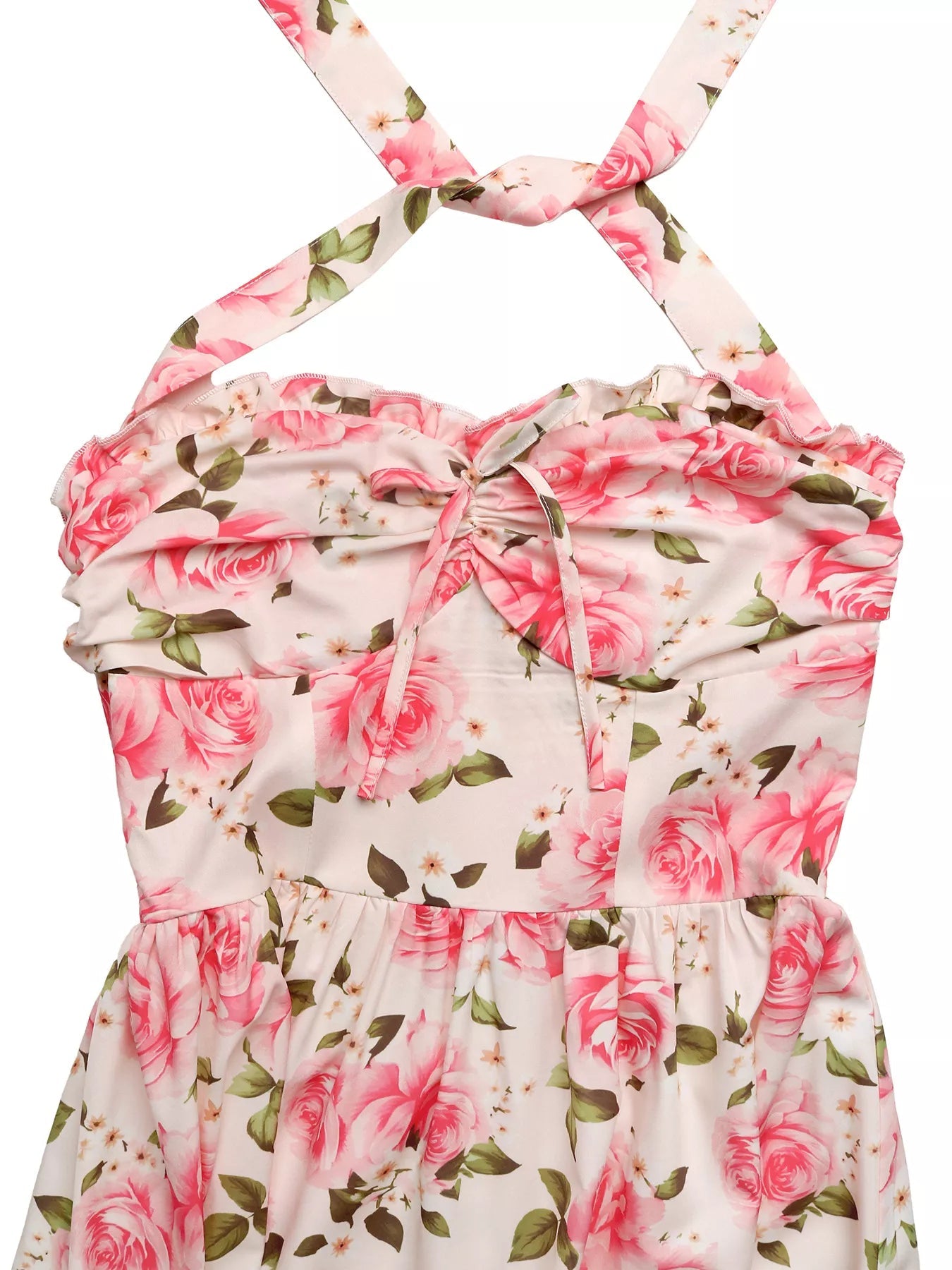 Floral Print Halter Neck Midi Dress - SuzRevera