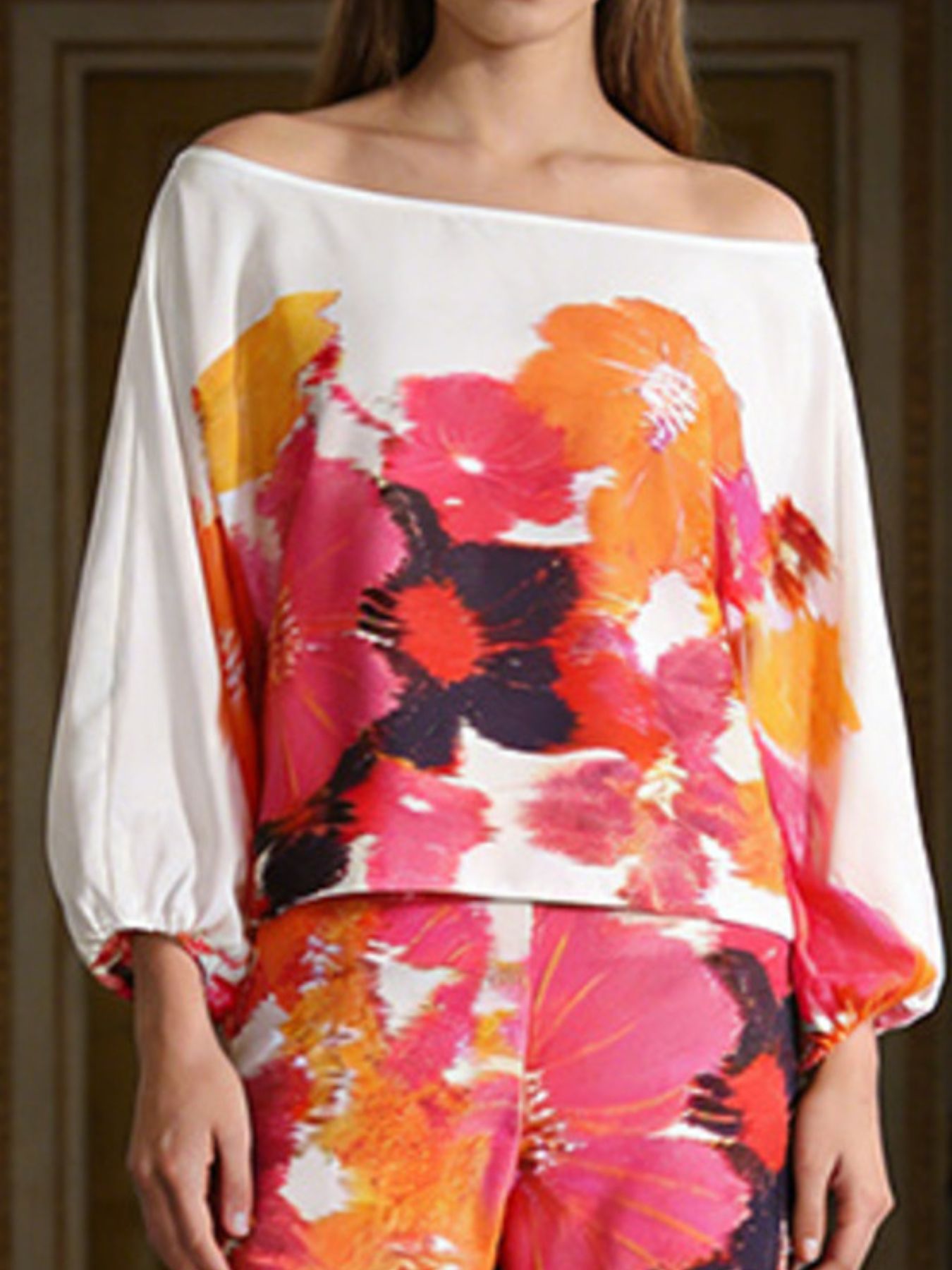 Floral Print Off - Shoulder Top and Pants Set - SuzRevera