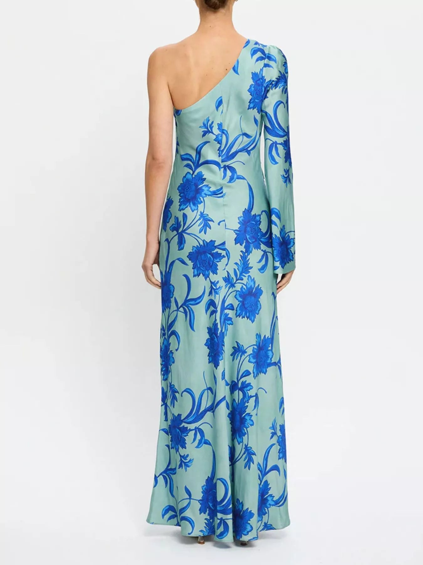 Floral Print One - Shoulder Maxi Dress - SuzRevera