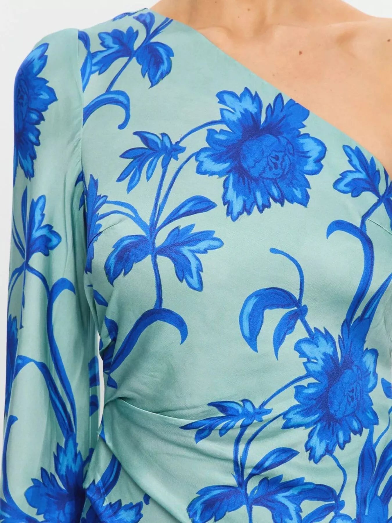 Floral Print One - Shoulder Maxi Dress - SuzRevera