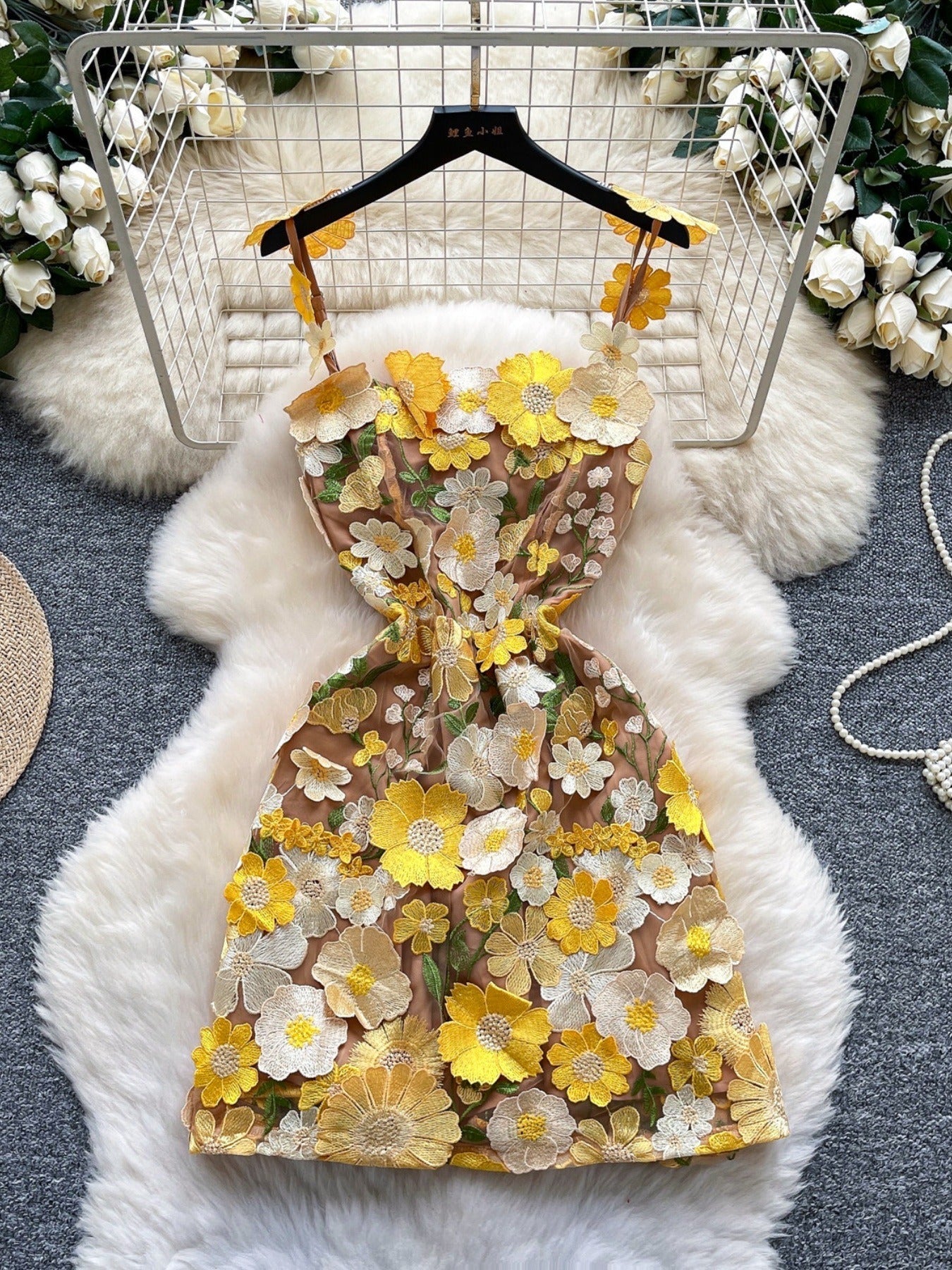Floral Tie Waist Mini Dress - SuzRevera