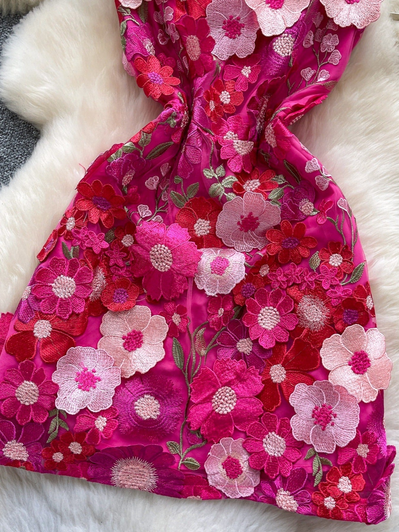 Floral Tie Waist Mini Dress - SuzRevera