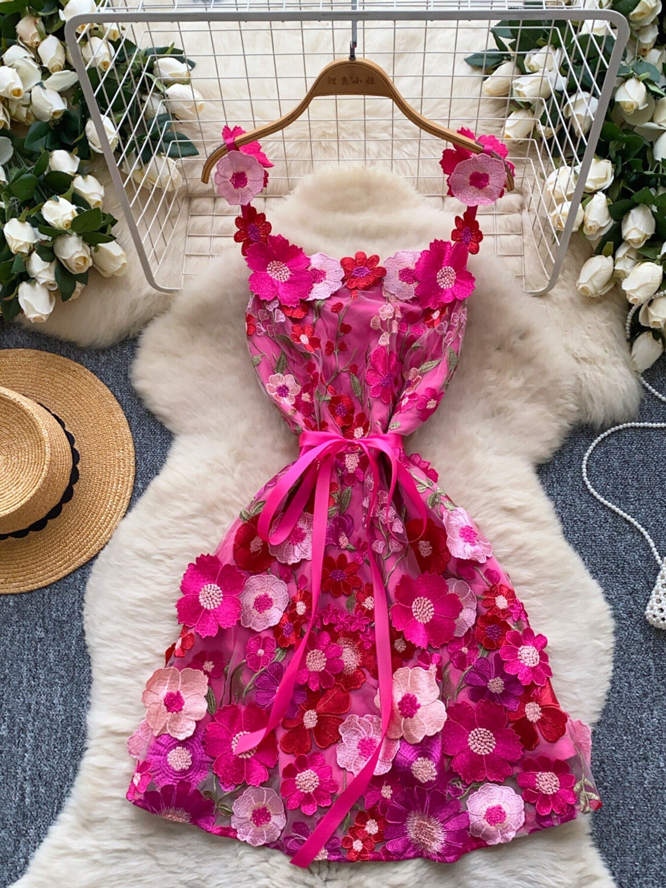 Floral Tie Waist Mini Dress - SuzRevera