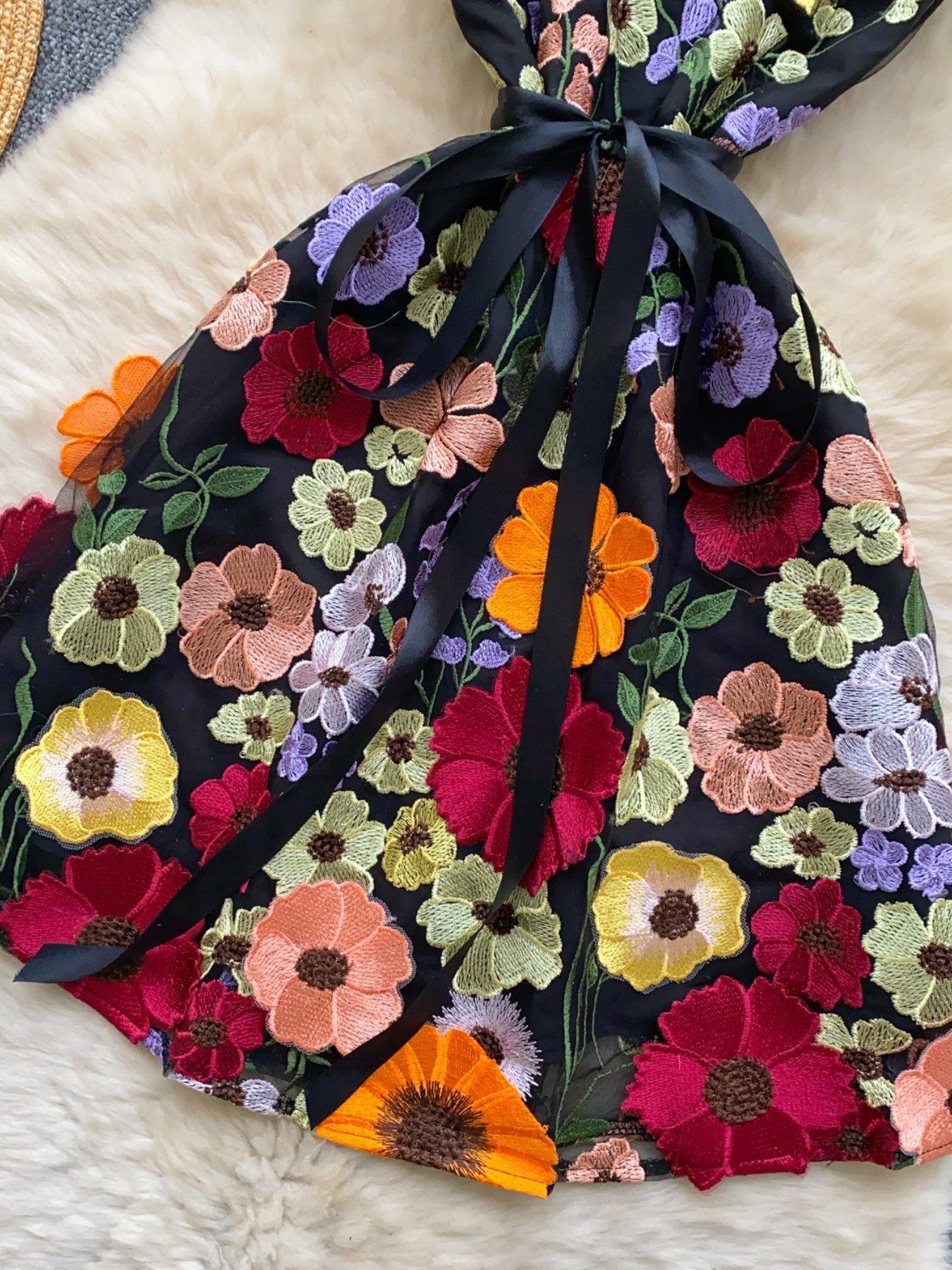 Floral Tie Waist Mini Dress - SuzRevera