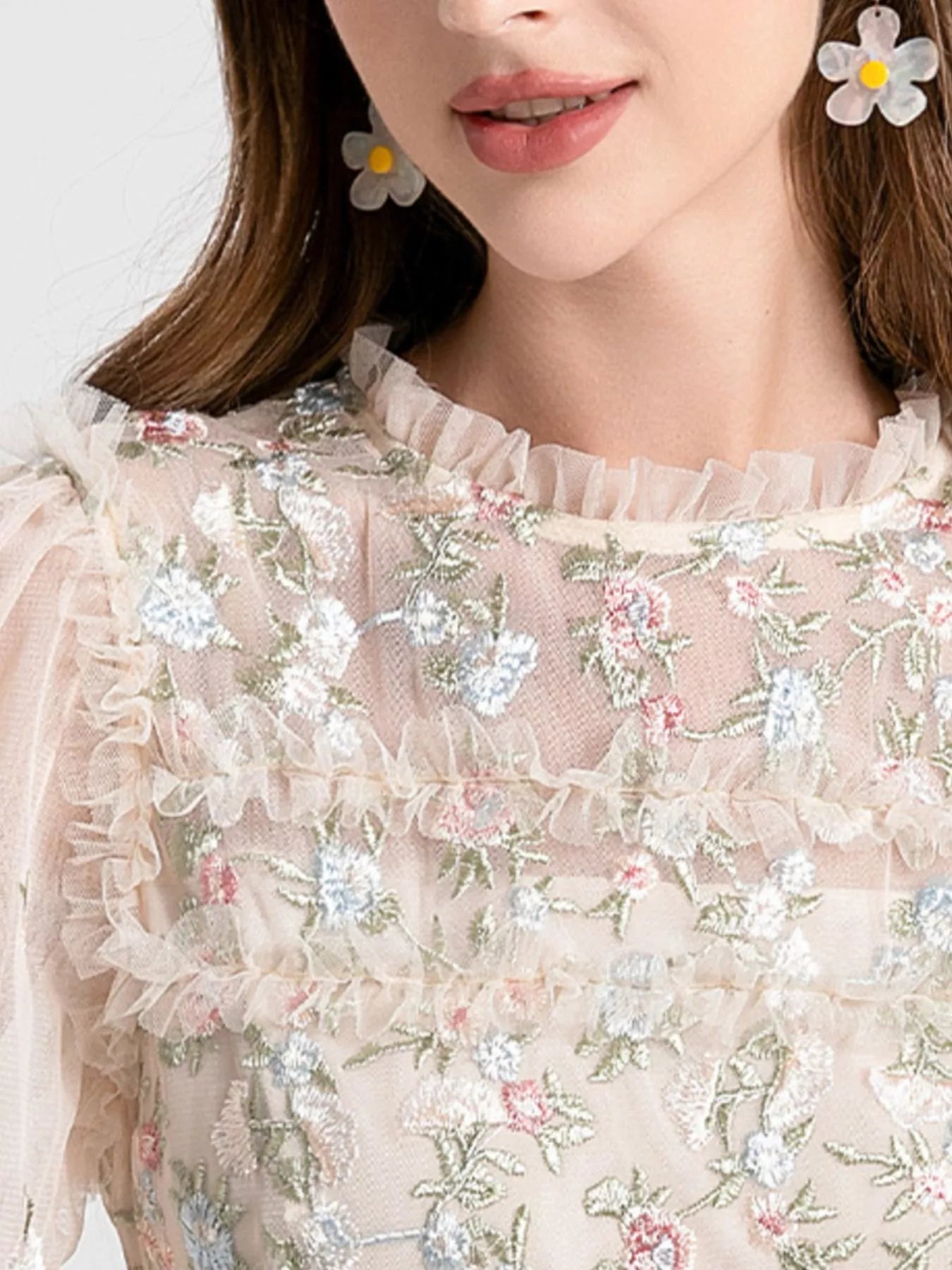 Floral Tulle Layered Maxi Dress - SuzRevera