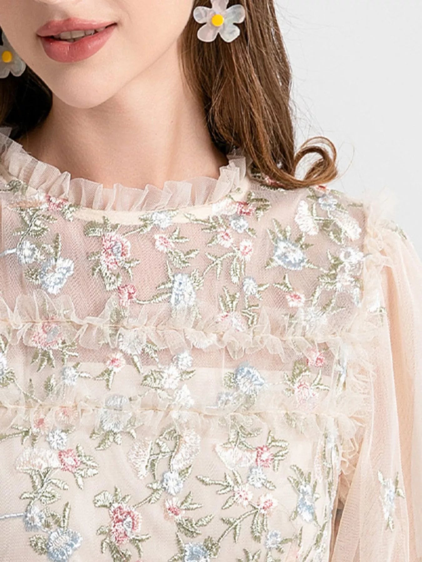 Floral Tulle Layered Maxi Dress - SuzRevera