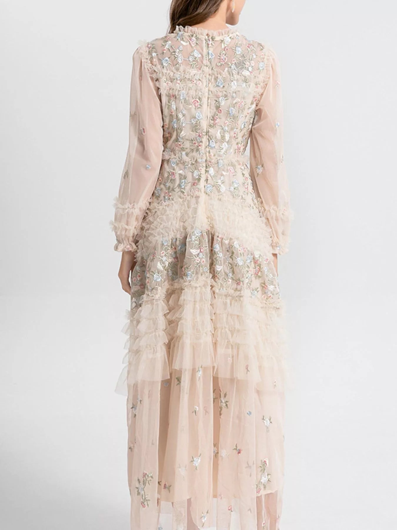 Floral Tulle Layered Maxi Dress - SuzRevera