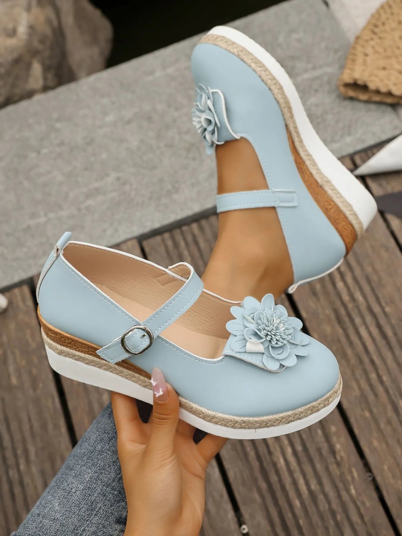 Flower Embellished Mary Jane Loafers - SuzRevera