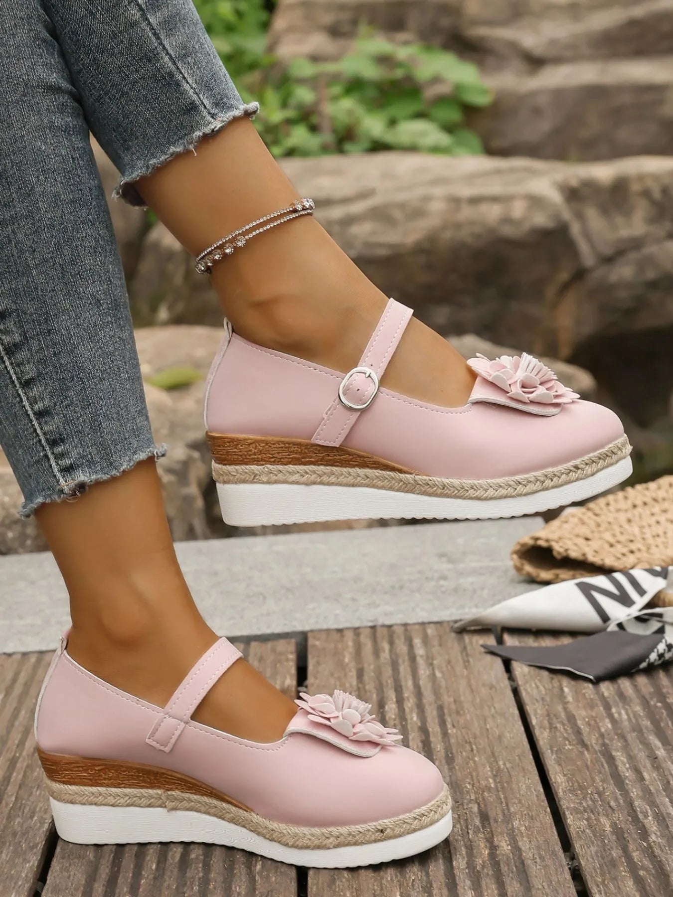 Flower Embellished Mary Jane Loafers - SuzRevera