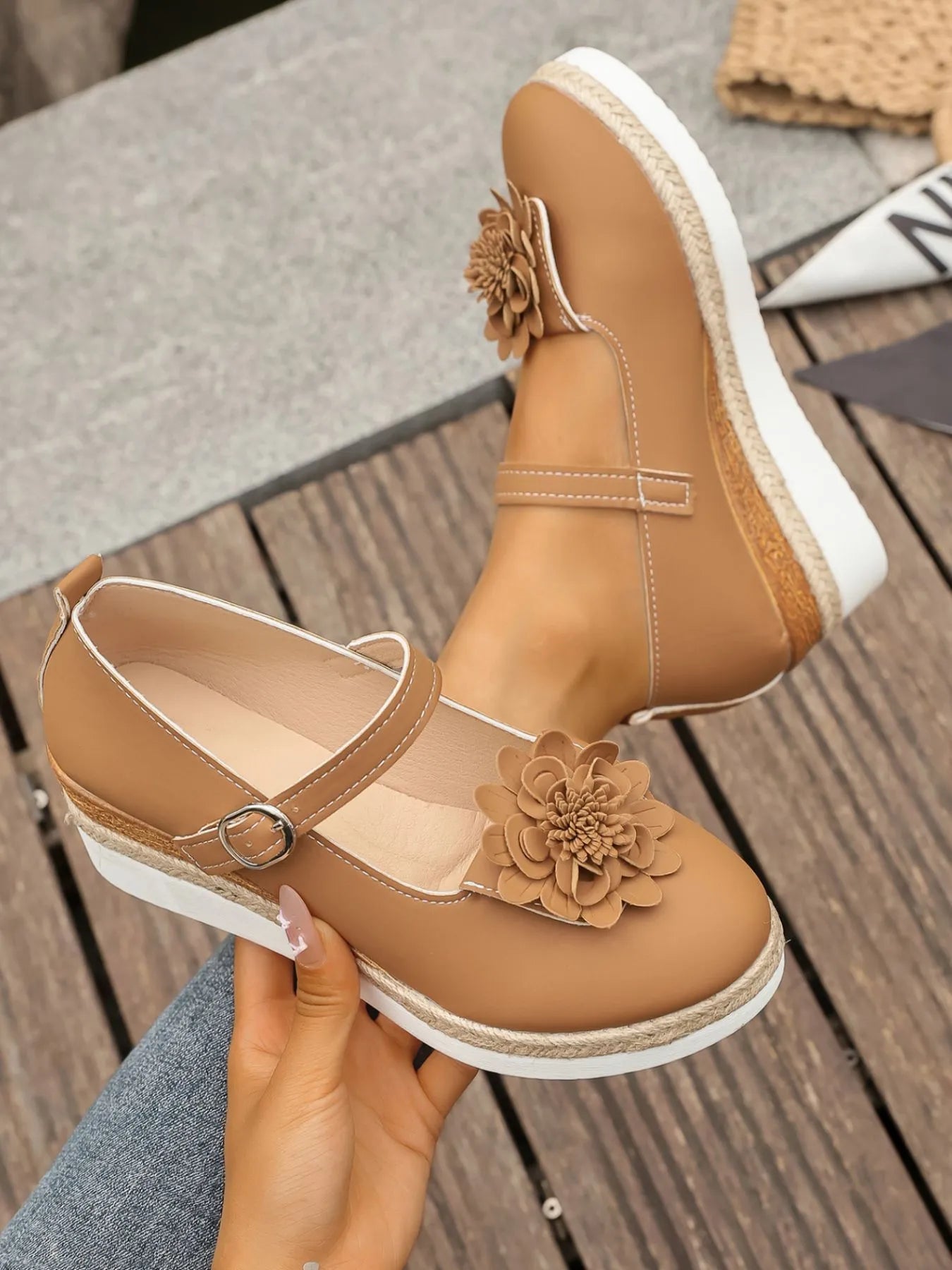 Flower Embellished Mary Jane Loafers - SuzRevera
