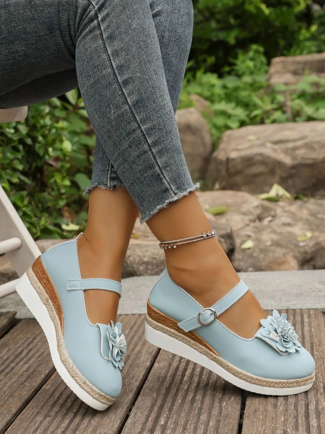 Flower Embellished Mary Jane Loafers - SuzRevera