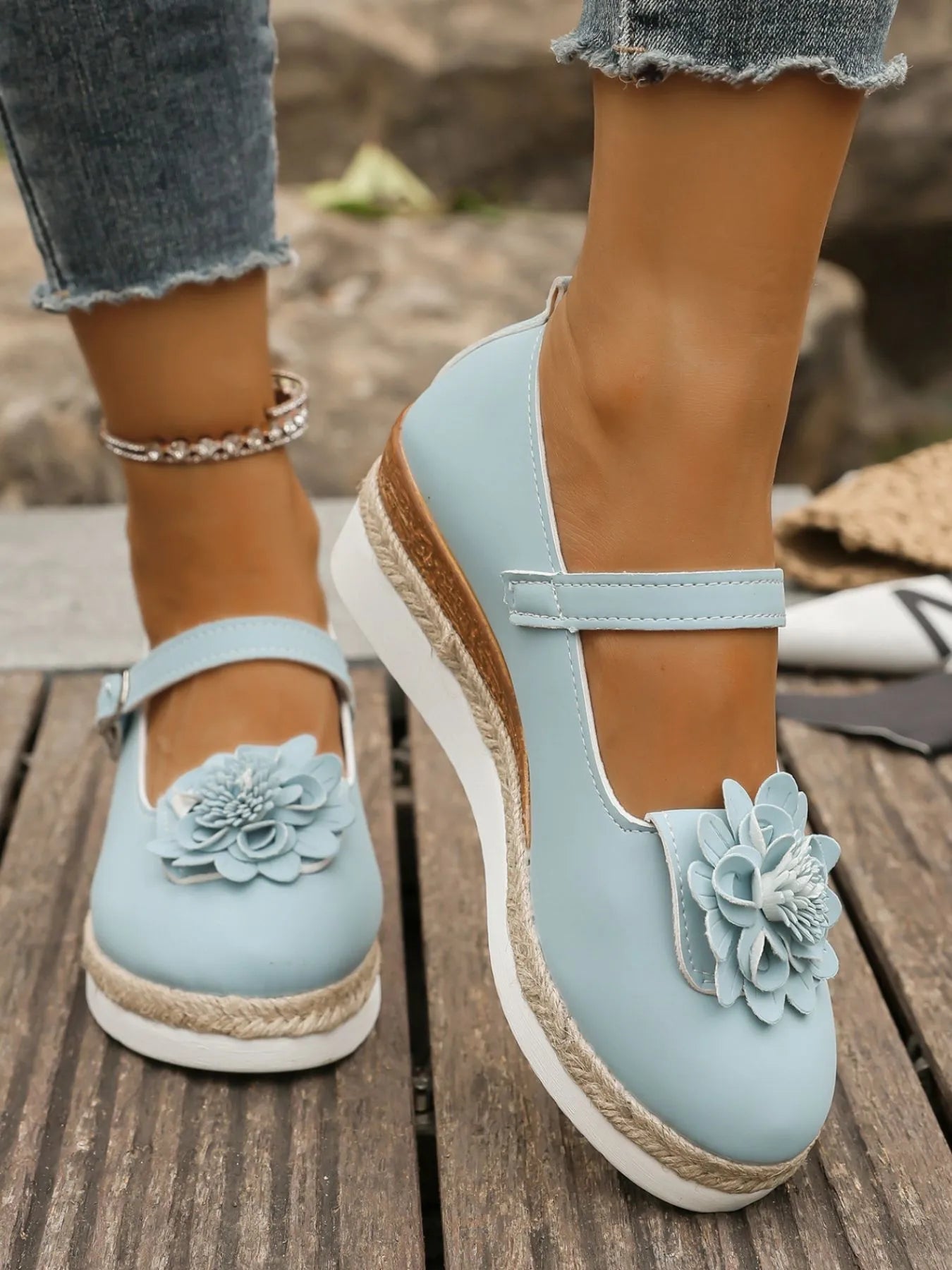 Flower Embellished Mary Jane Loafers - SuzRevera