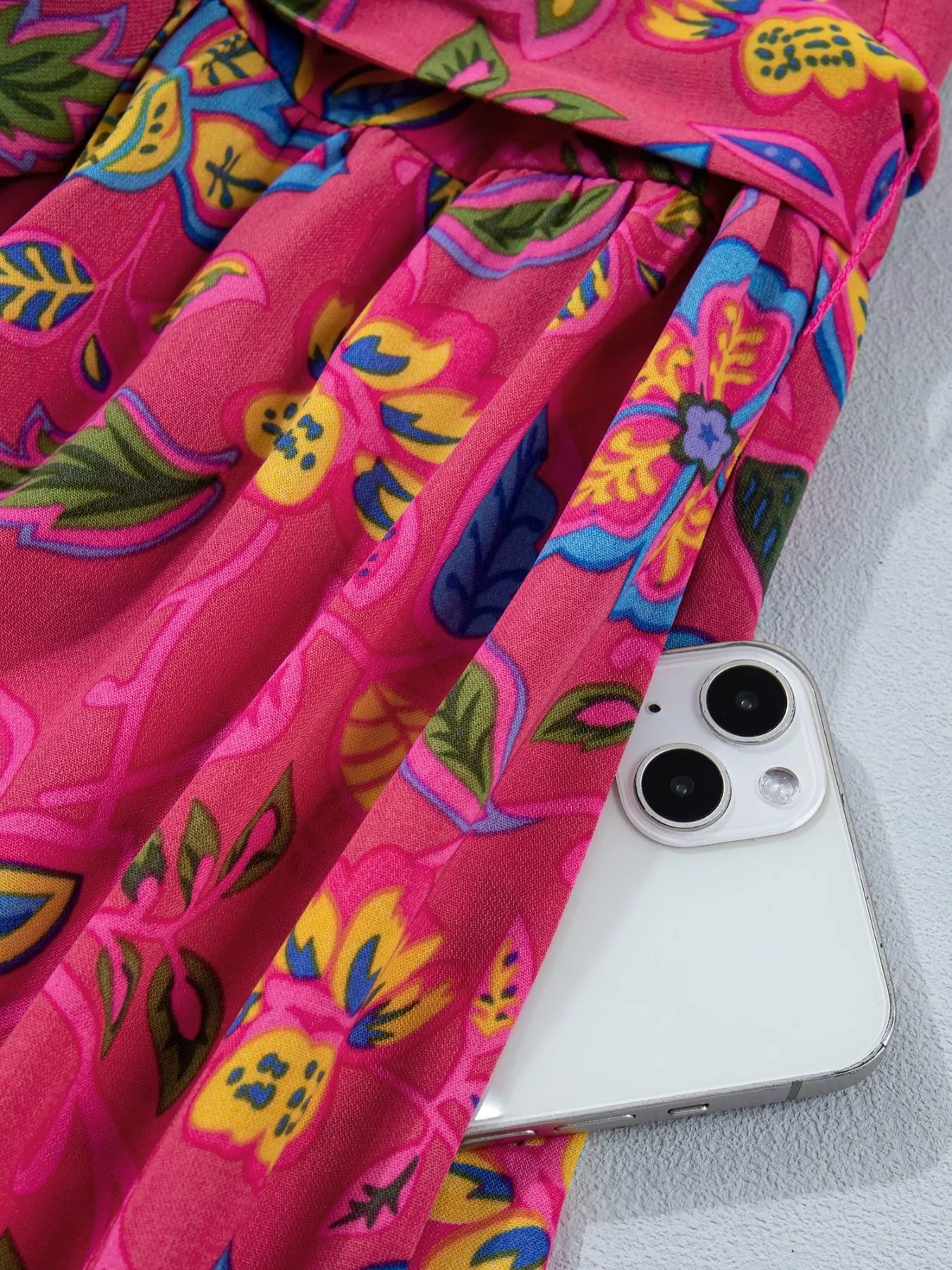 Flutter Sleeve Belted Floral Dress - SuzRevera
