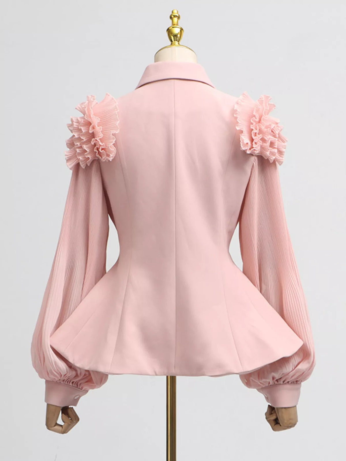 Frill Lapel Collar Top and Pleated Skirt Set - SuzRevera