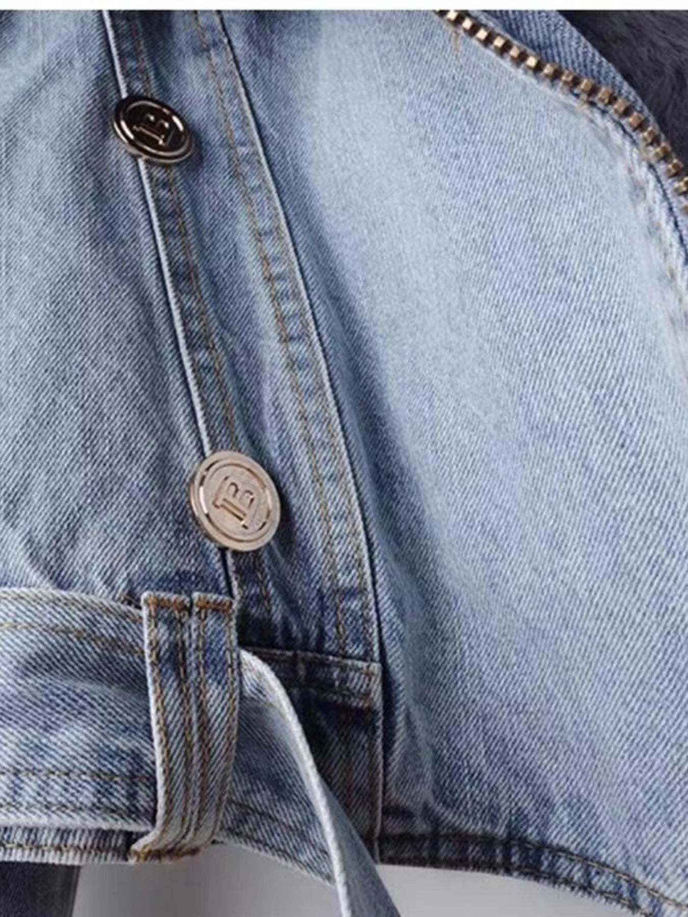 Full Size Faux Fur Collar Denim Jacket Plus Size - SuzRevera