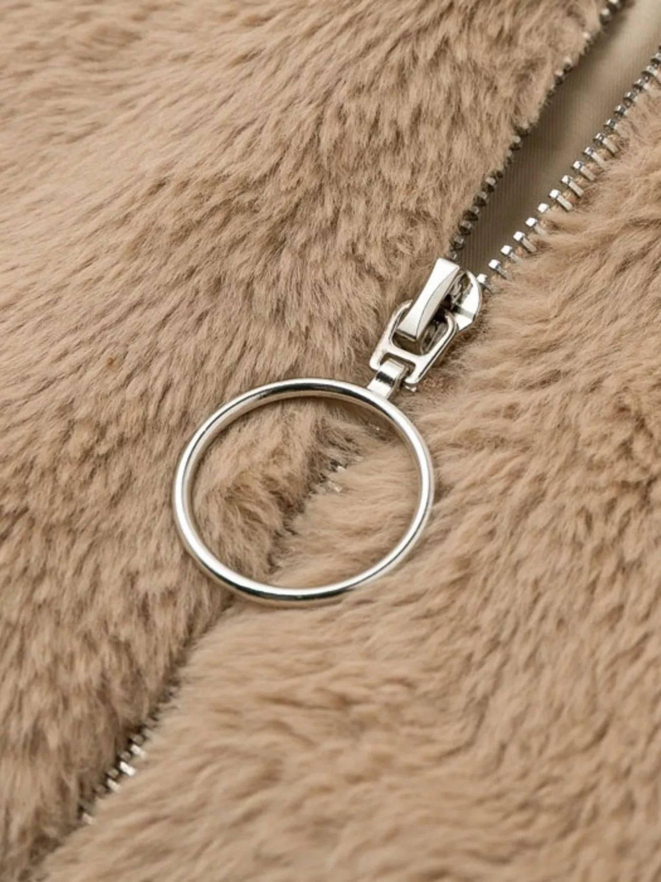 Full Size Faux Fur Cropped Zip - Up Jacket Plus Size - SuzRevera