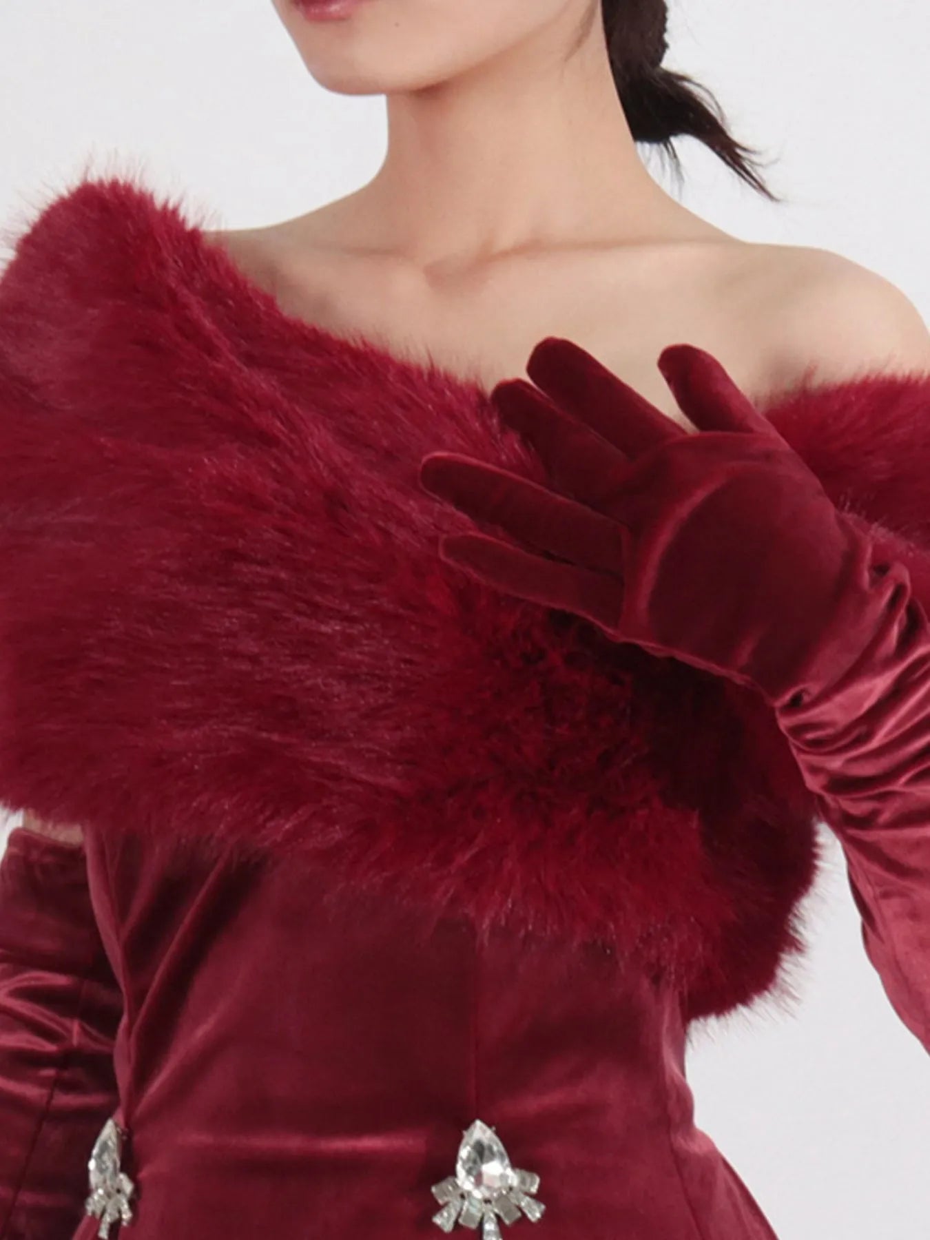 Fuzzy Off Shoulder Mini Dress - SuzRevera