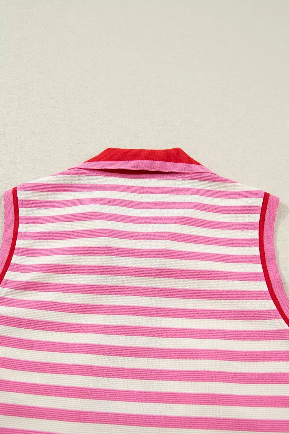 Half Zip Striped Sleeveless Top and Skirt Set - SuzRevera