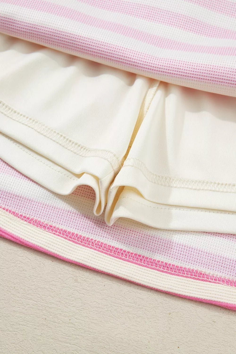 Half Zip Striped Sleeveless Top and Skirt Set - SuzRevera