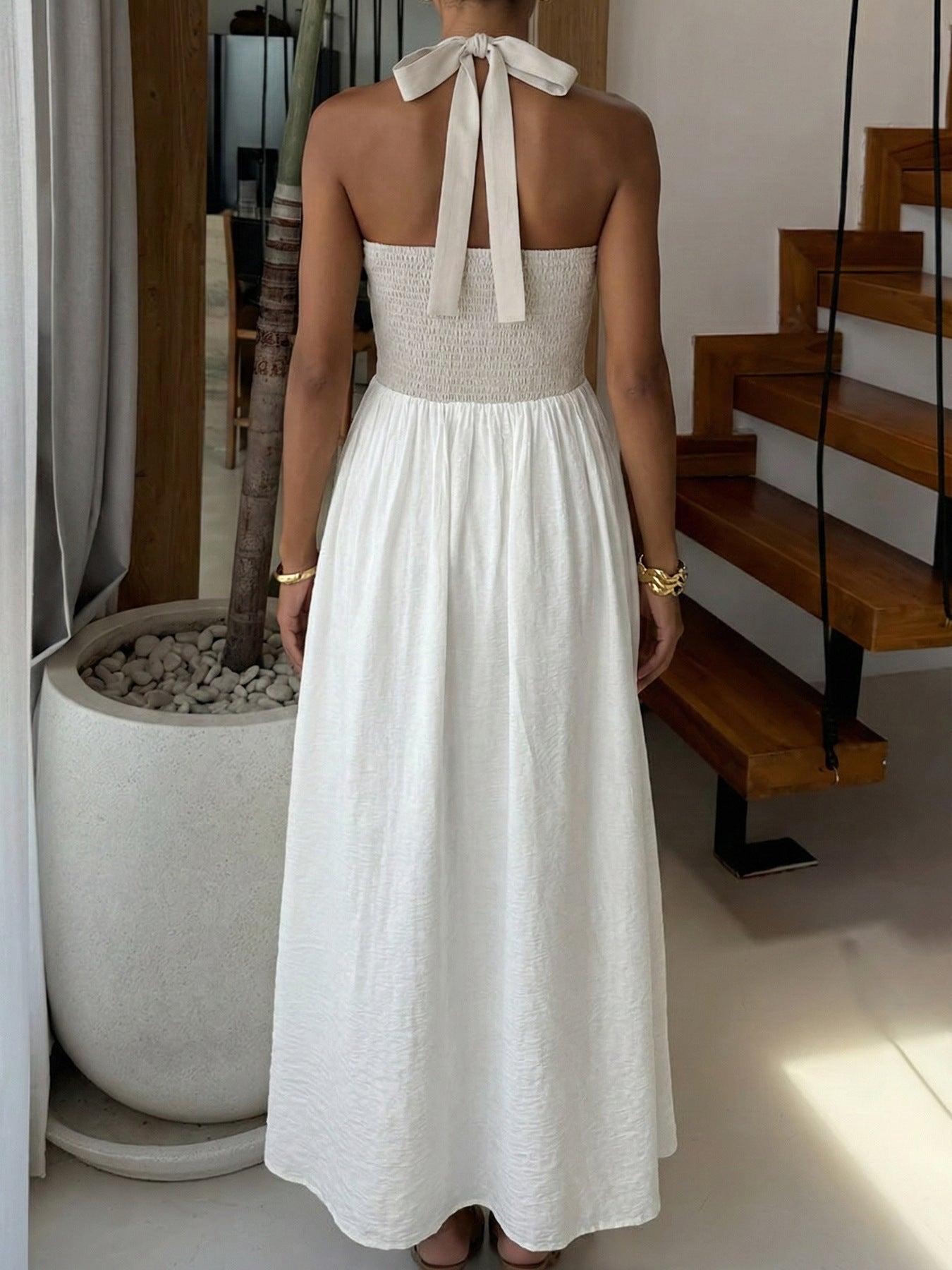 Halter Neck Two - Tone Maxi Dress - SuzRevera