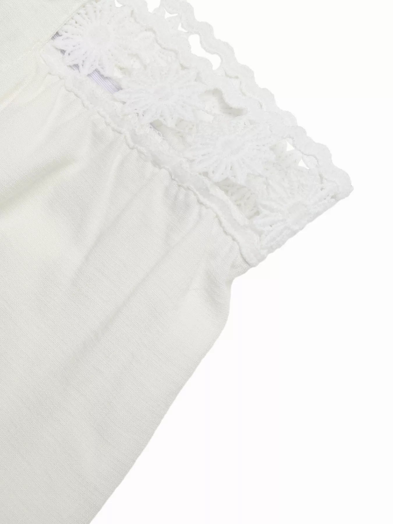 High Waist Wide Leg Pants with Crochet Trim - SuzRevera