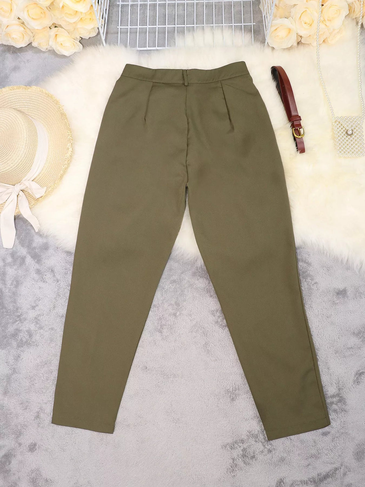 High-Waisted Pleated Pants - SuzRevera