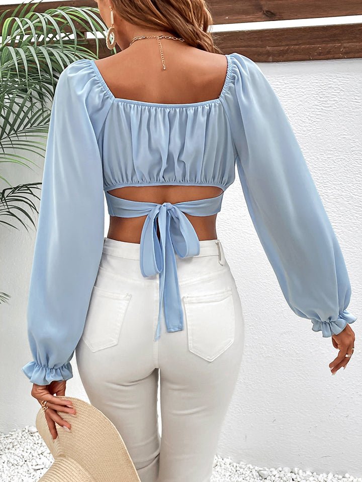 Honey Raglan Sleeve Cropped Blouse - SuzRevera