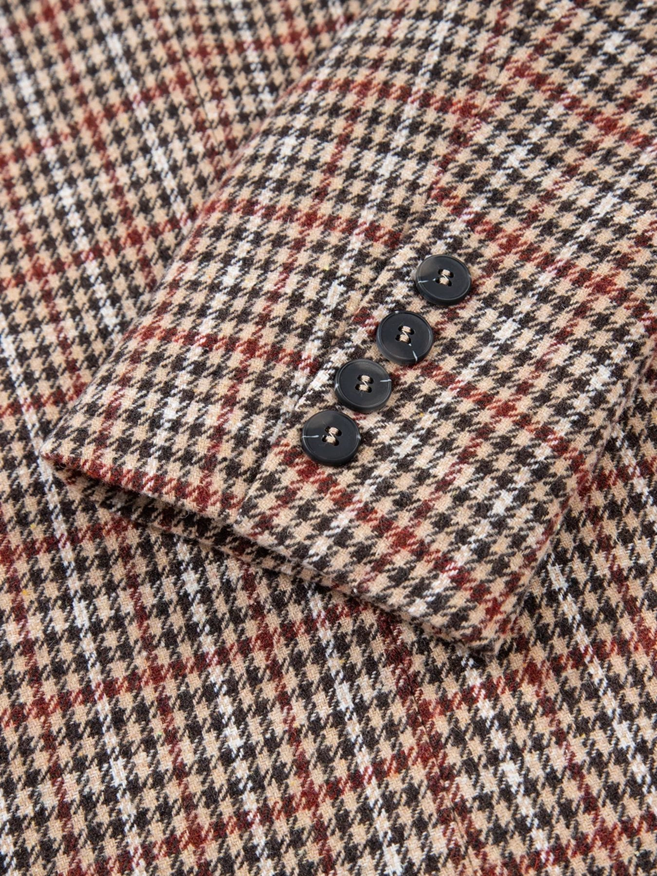 Houndstooth Lapel Collar Blazer - SuzRevera