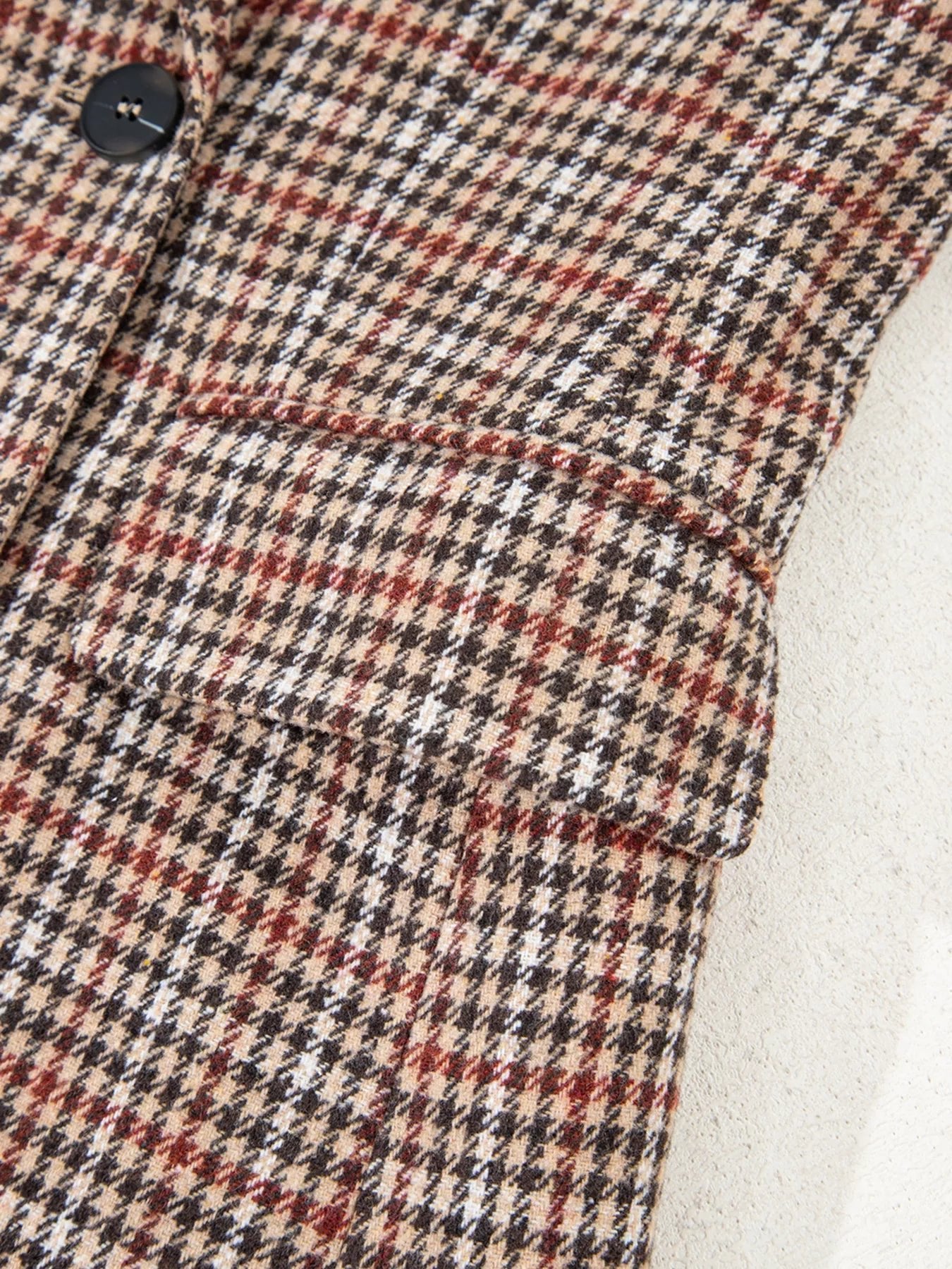 Houndstooth Lapel Collar Blazer - SuzRevera