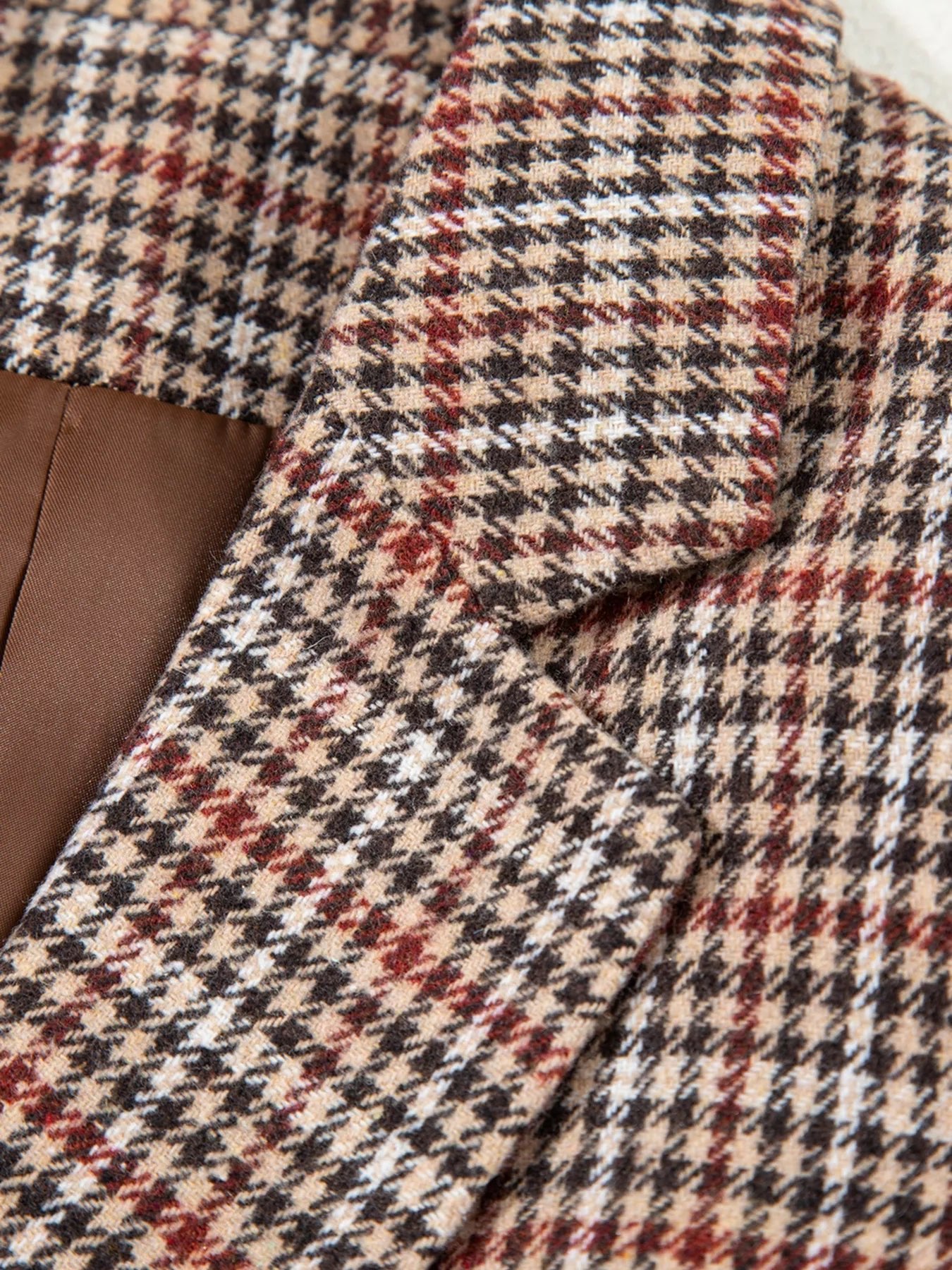 Houndstooth Lapel Collar Blazer - SuzRevera