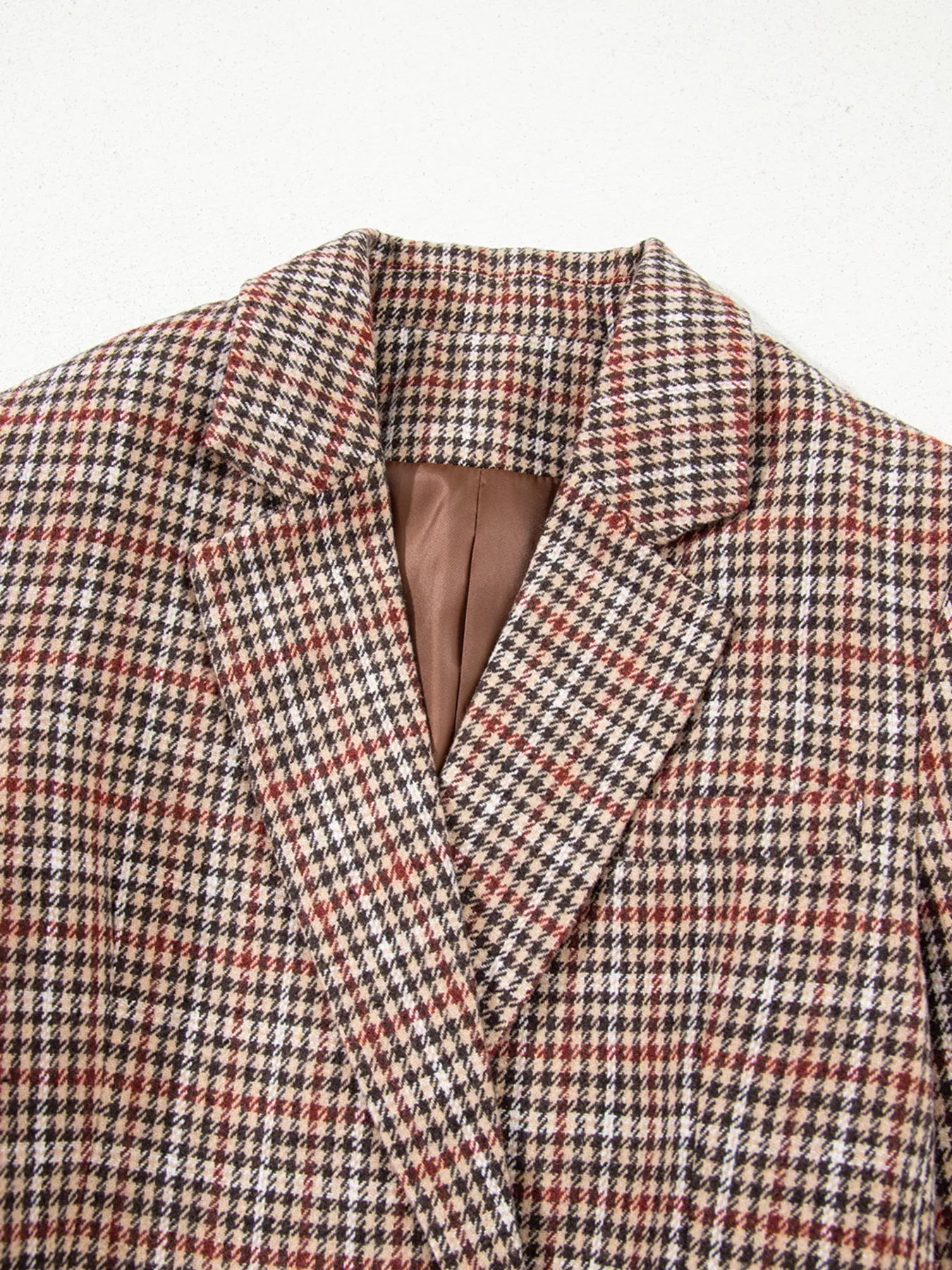 Houndstooth Lapel Collar Blazer - SuzRevera