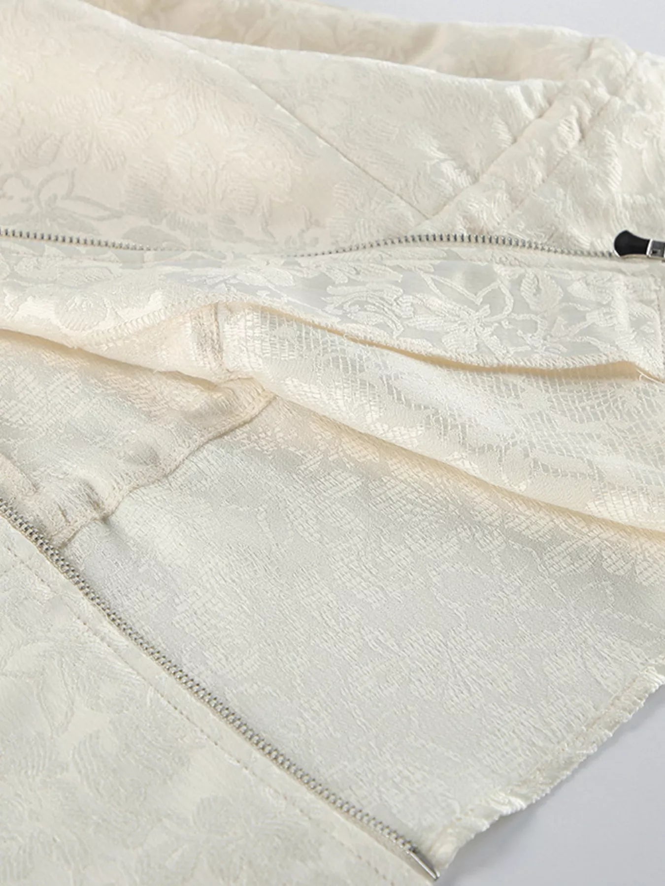 Jacquard Bomber Jacket with Drawstring Waist - SuzRevera