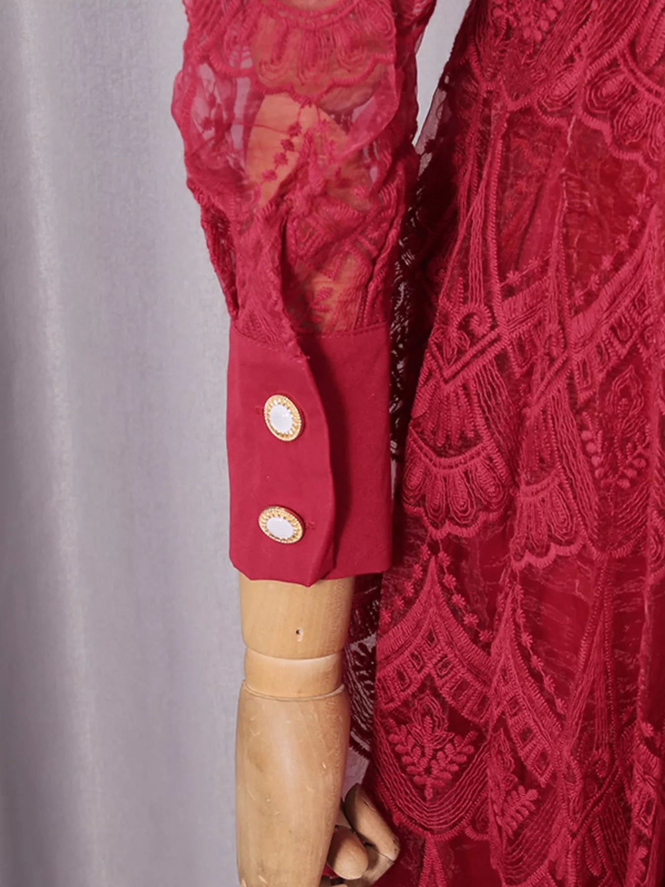 Lace Button Front Midi Dress - SuzRevera