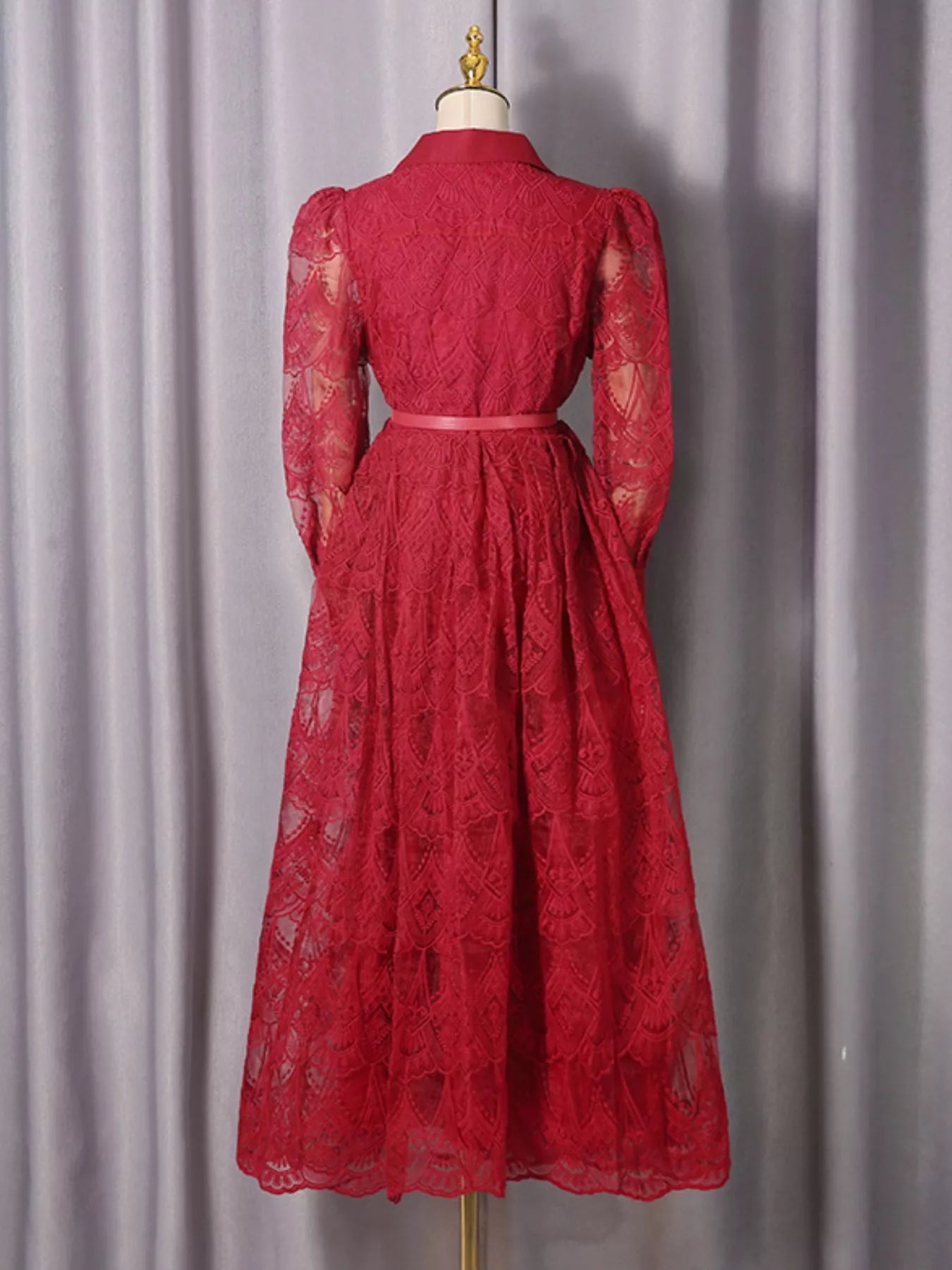 Lace Button Front Midi Dress - SuzRevera