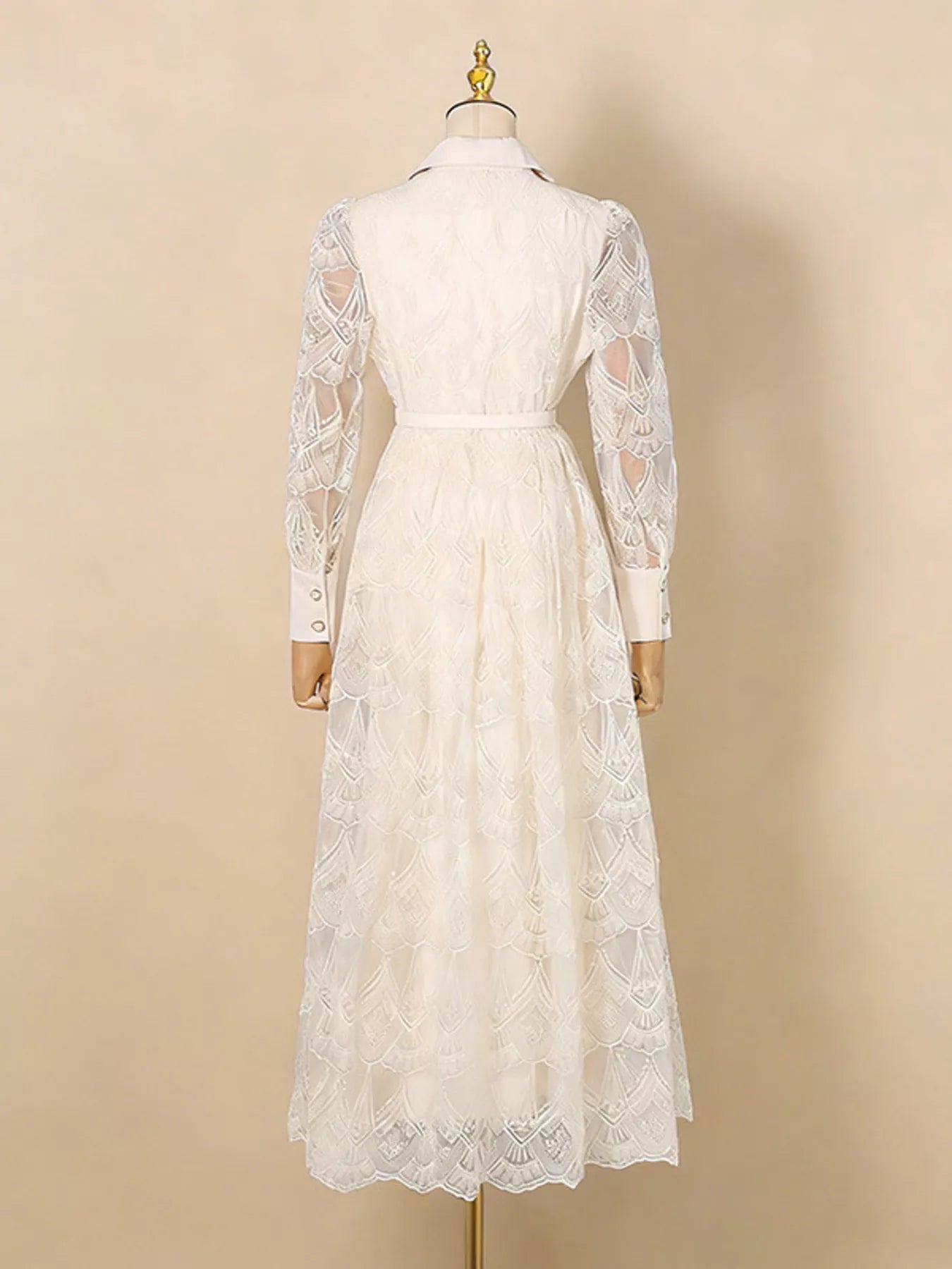 Lace Button Front Midi Dress - SuzRevera