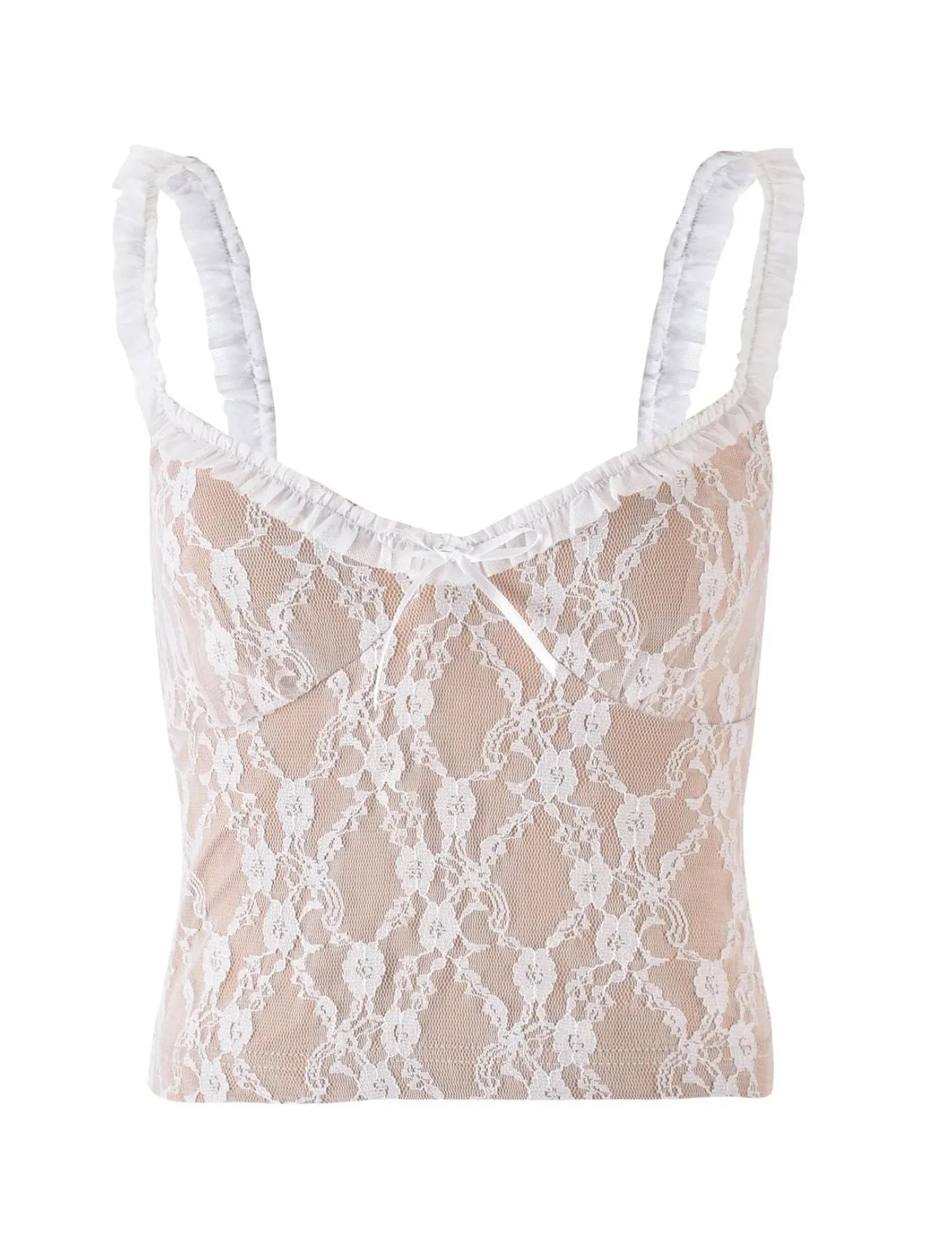 Lace Cami Top with Frill Straps - SuzRevera