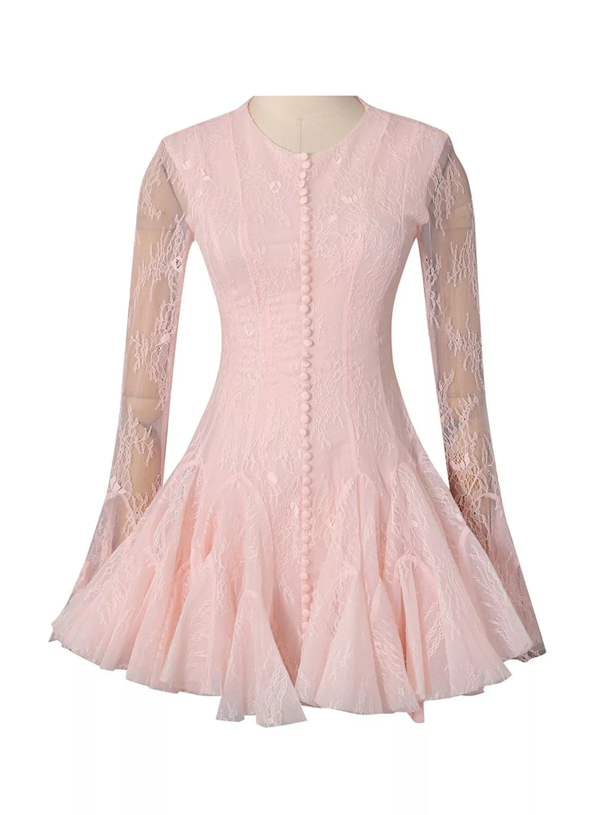 Lace Flare Sleeve Mini Dress - SuzRevera
