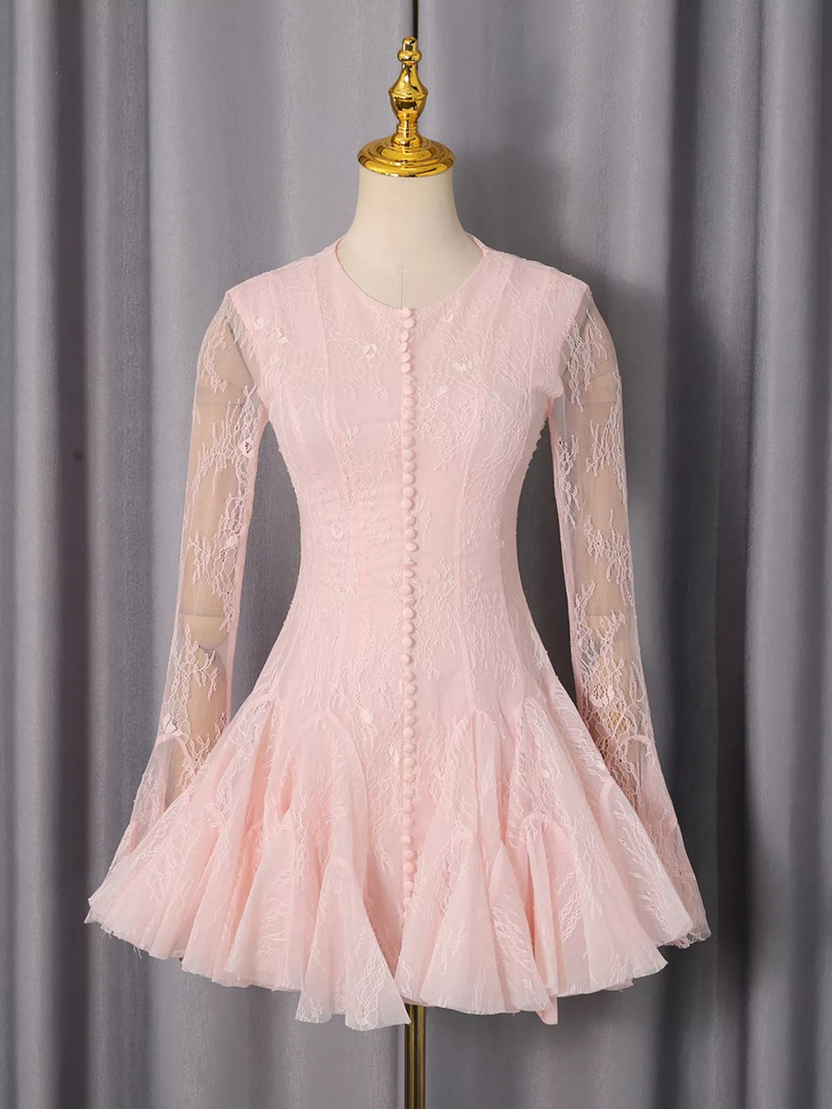 Lace Flare Sleeve Mini Dress - SuzRevera