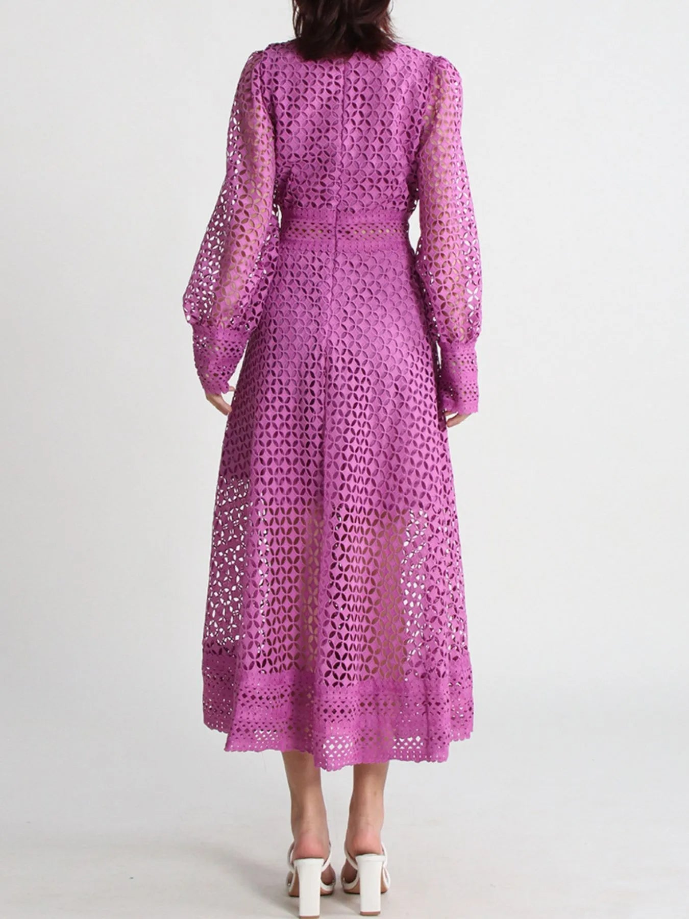 Lace Long Sleeve Midi Dress - SuzRevera