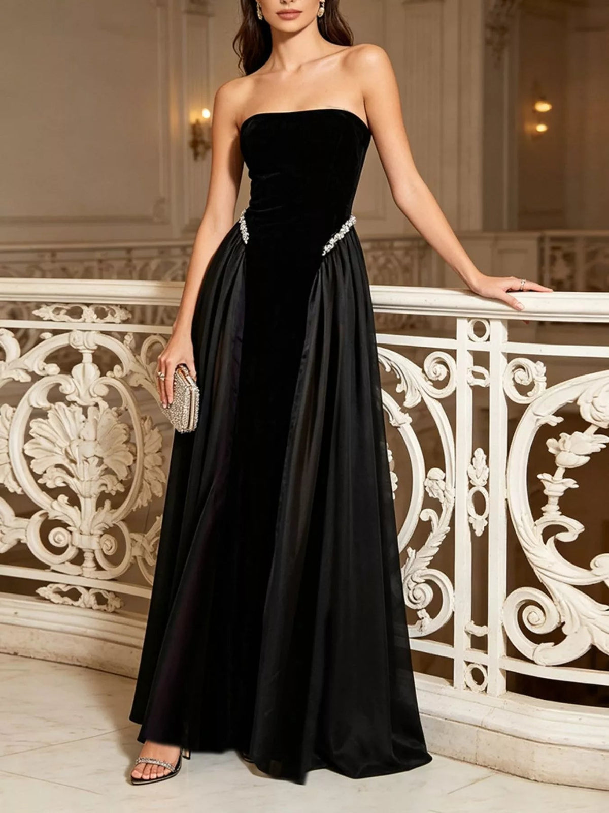 Lace Up Back Tube Maxi Dress - SuzRevera