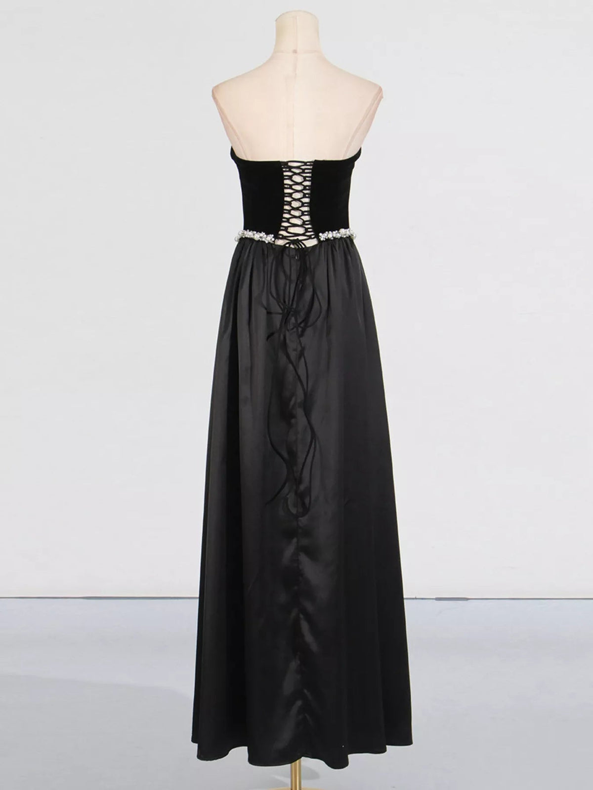 Lace Up Back Tube Maxi Dress - SuzRevera