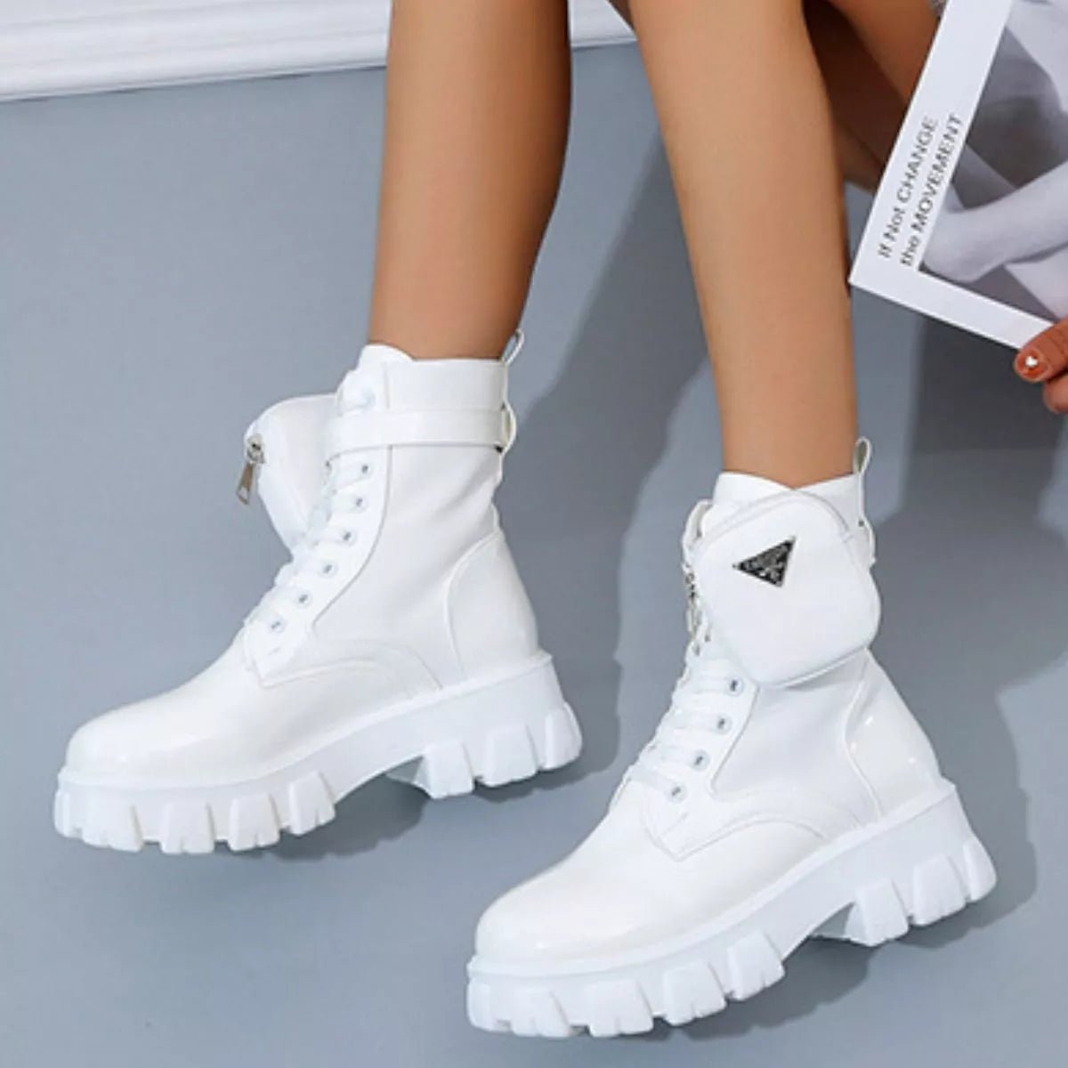 Lace Up Platform Ankle Boots - SuzRevera