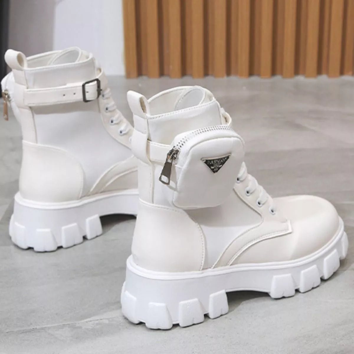 Lace Up Platform Ankle Boots - SuzRevera