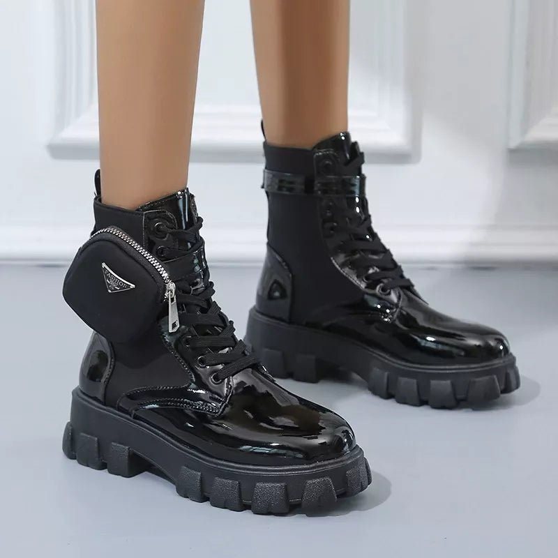 Lace Up Platform Ankle Boots - SuzRevera